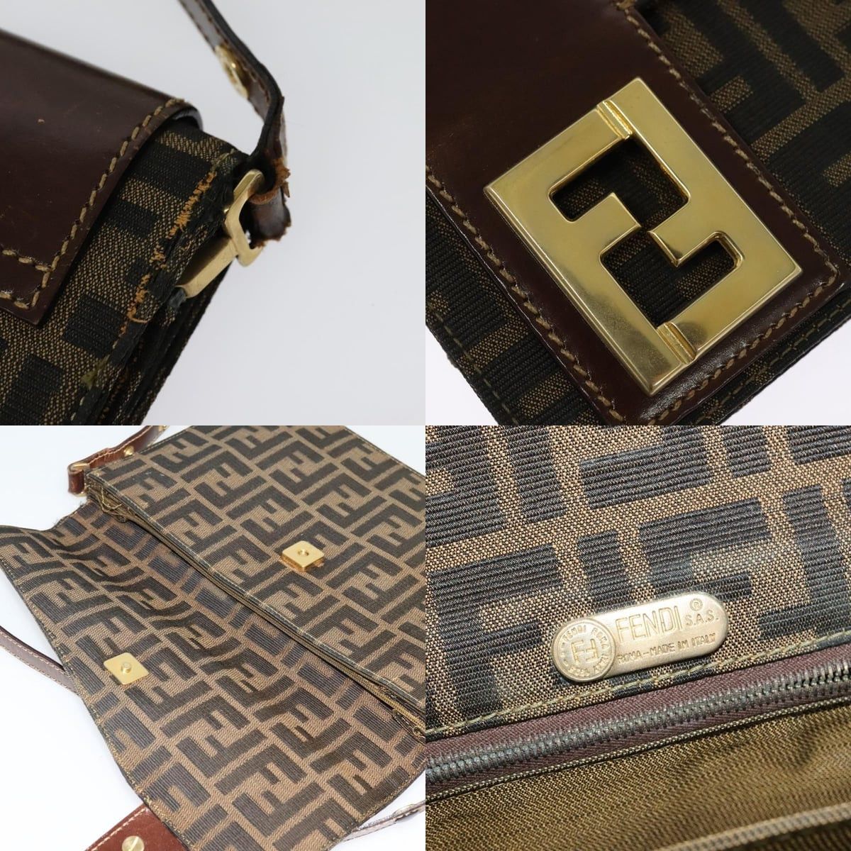 Fendi FENDI Zucca Canvas Shoulder Bag Black Brown Gold Size ONE SIZE - 11 Thumbnail