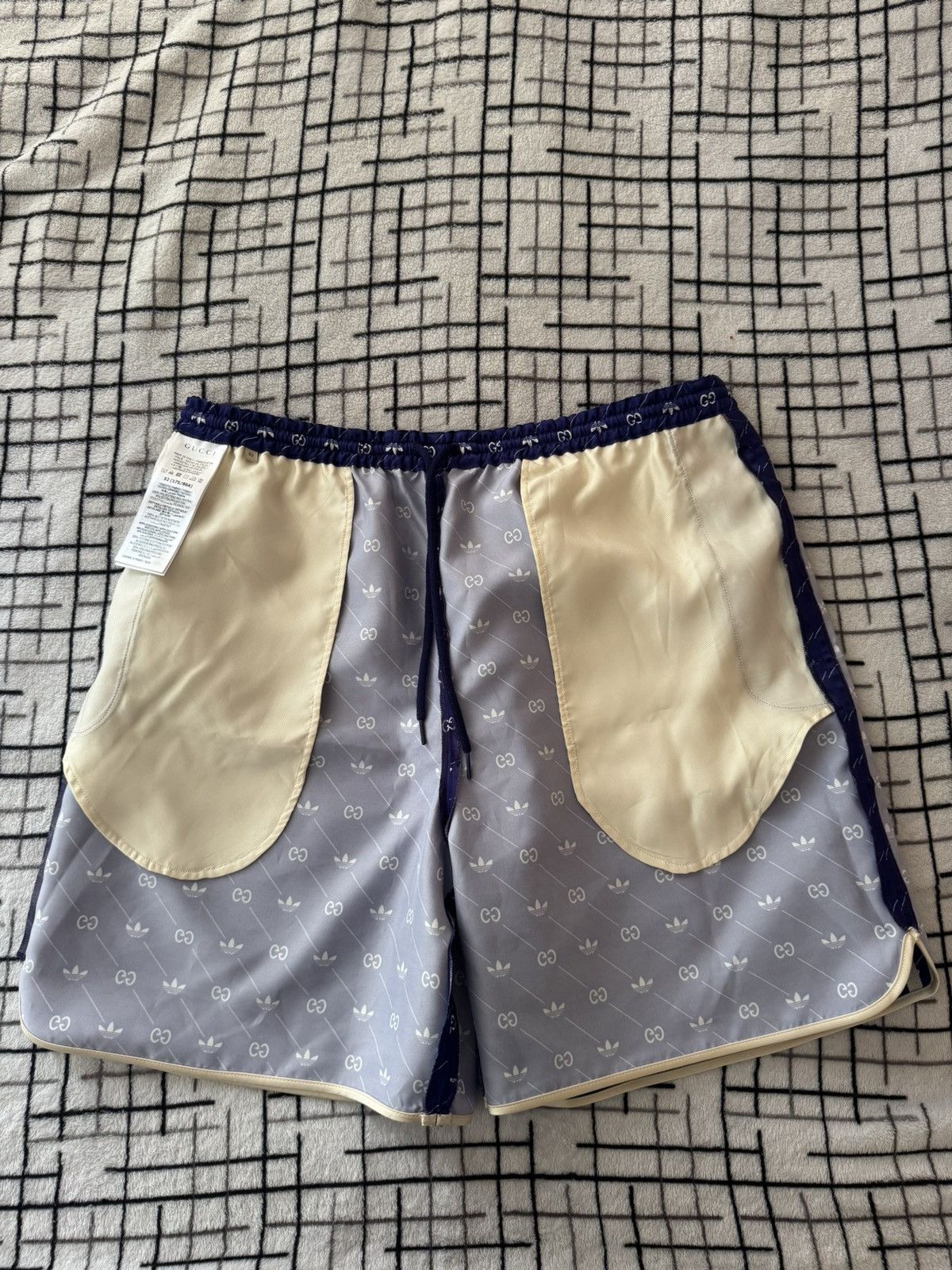 Adidas × Gucci Adidas x Gucci Shorts Blue GG Monogram Trefoil Logo Limited Size US 36 / EU 52 - 4 Thumbnail