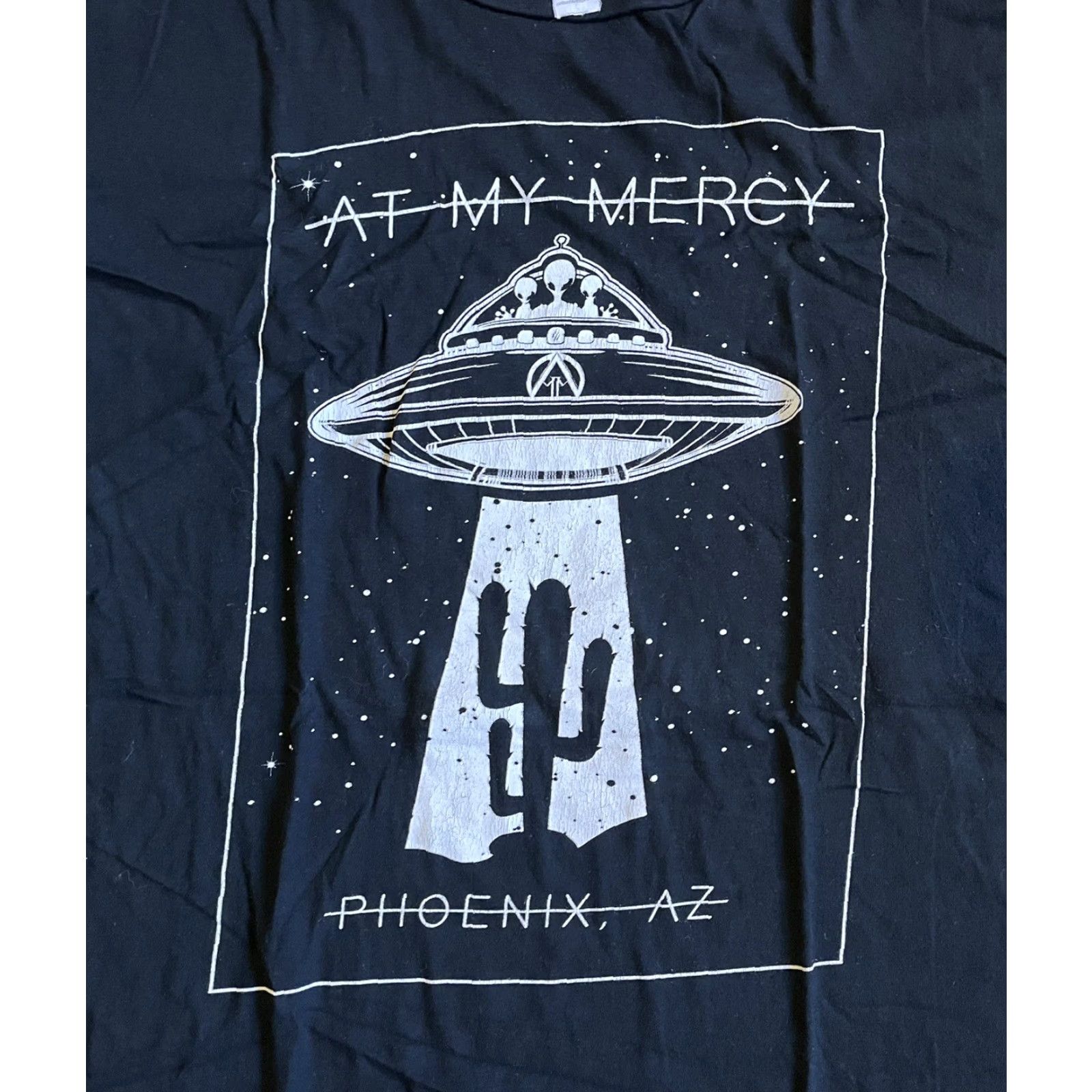 Vintage At My Mercy Phoenix AZ Shirt Men’s Large Black Cotton Heritage T-Shirt Graphic Print Band Music Outdoor Space Retro Shirt Mens L Black Size US L / EU 52-54 / 3 - 3 Thumbnail