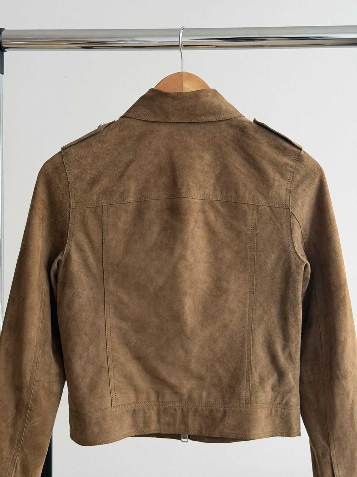 Allsaints Allsaints Suede Leather Brown Jacket Cropped Size S / US 4 / IT 40 - 8 Thumbnail
