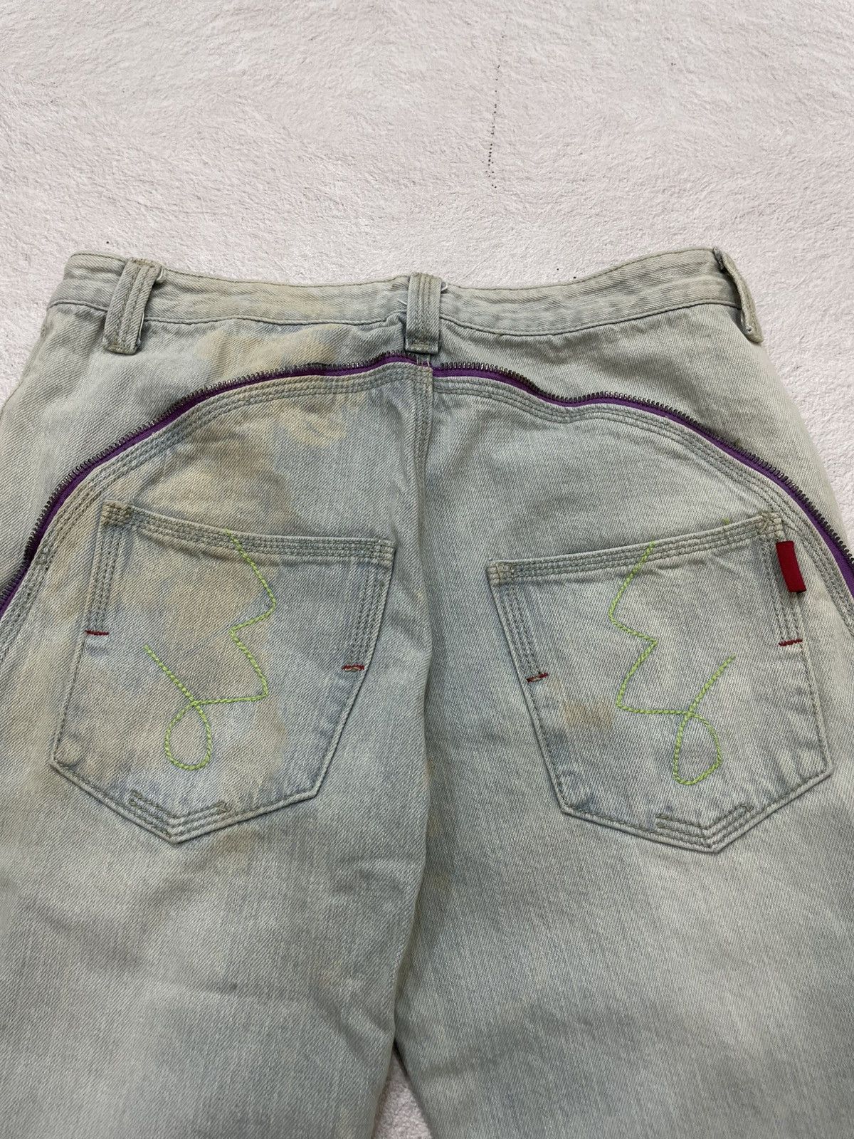 Japanese Brand 00s Shuihetian Light Wash Utility Denim Pants Purple Zipper Size US 28 / EU 44 - 10 Thumbnail