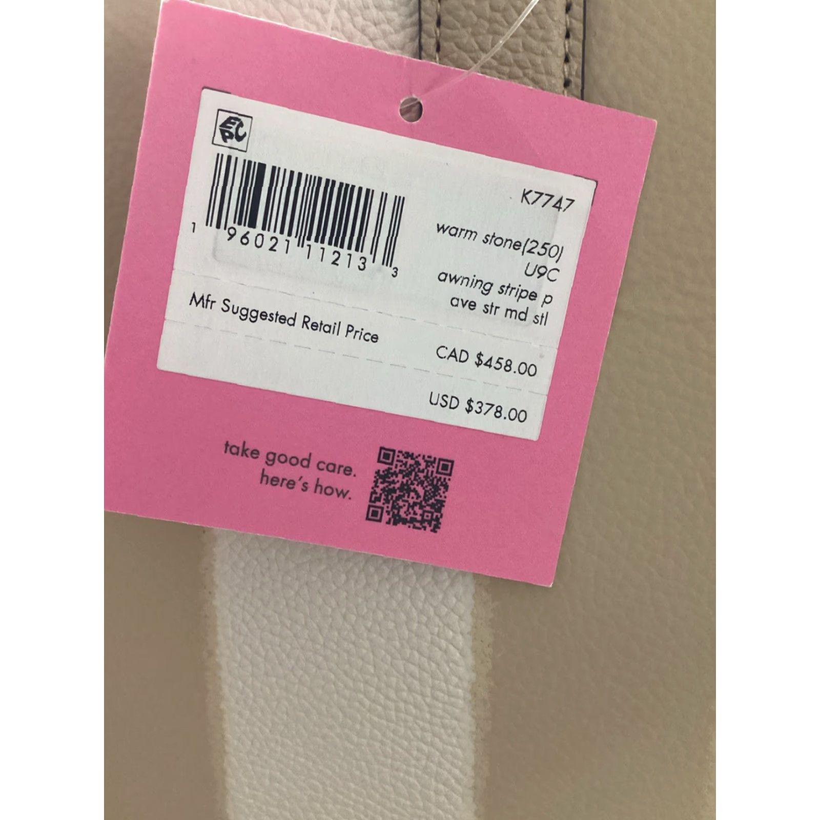 Vintage VINTAGE Kate Spade Avenue Awning Stripe Medium Satchel Warm Stone NWT Dust Bag Size ONE SIZE - 4 Thumbnail