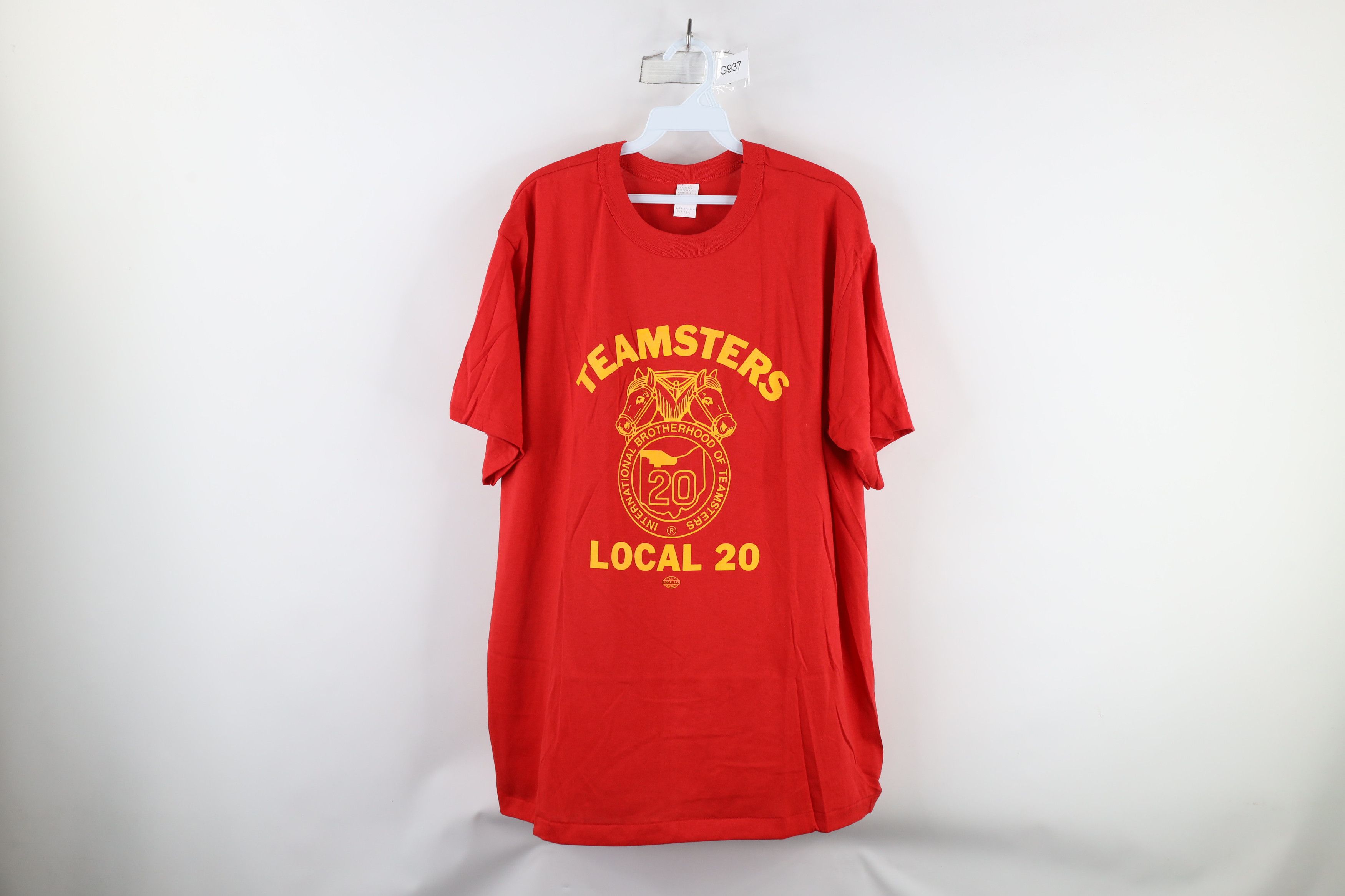Vintage Deadstock Vintage 70s 20 Teamsters Union T-Shirt Red USA Size US XXL / EU 58 / 5 - 1 Thumbnail