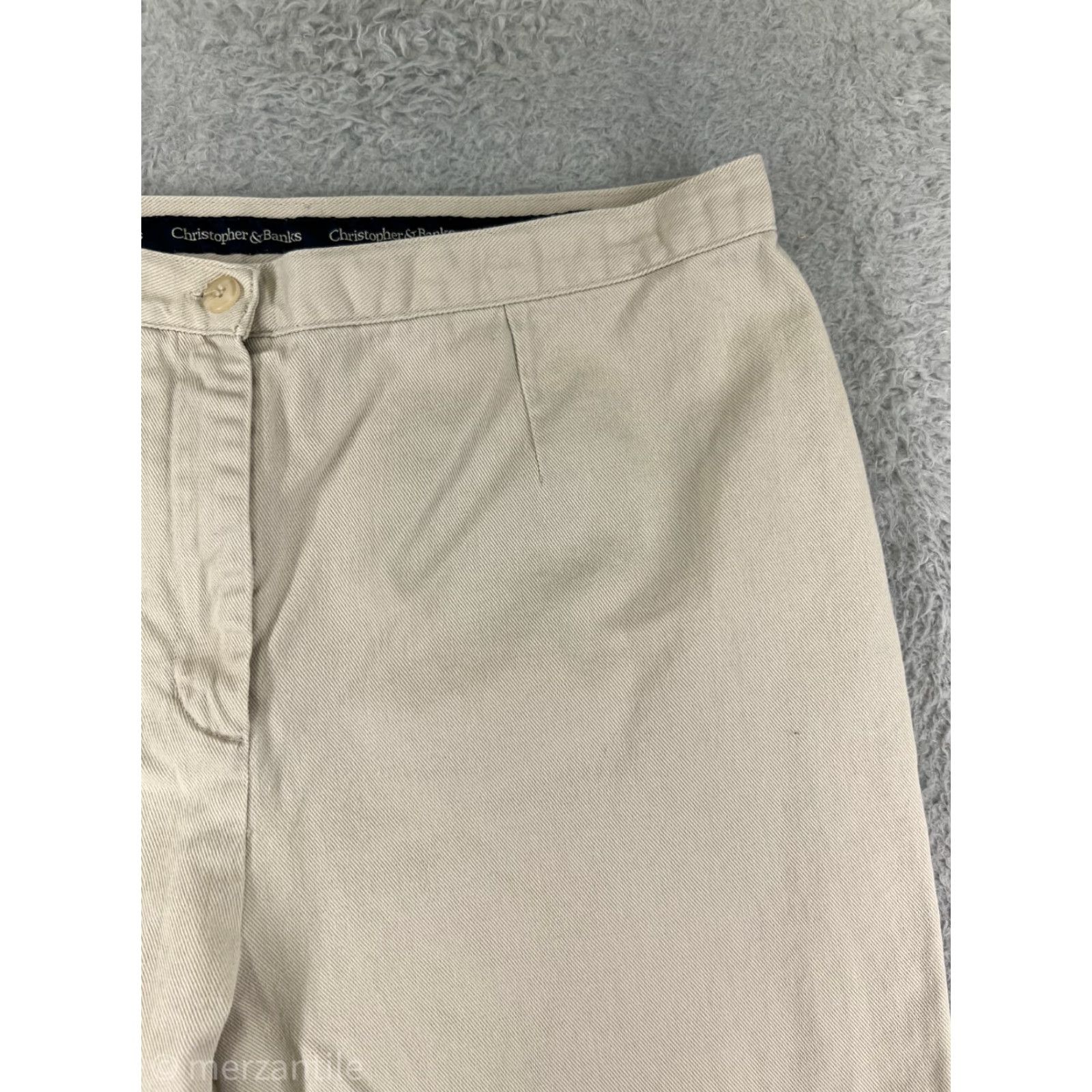Vintage Christopher & Banks Womens Capri Pants Size 12 Beige Cotton Twill High Rise Casual Summer Size 34" / US 12 / IT 48 - 7 Thumbnail