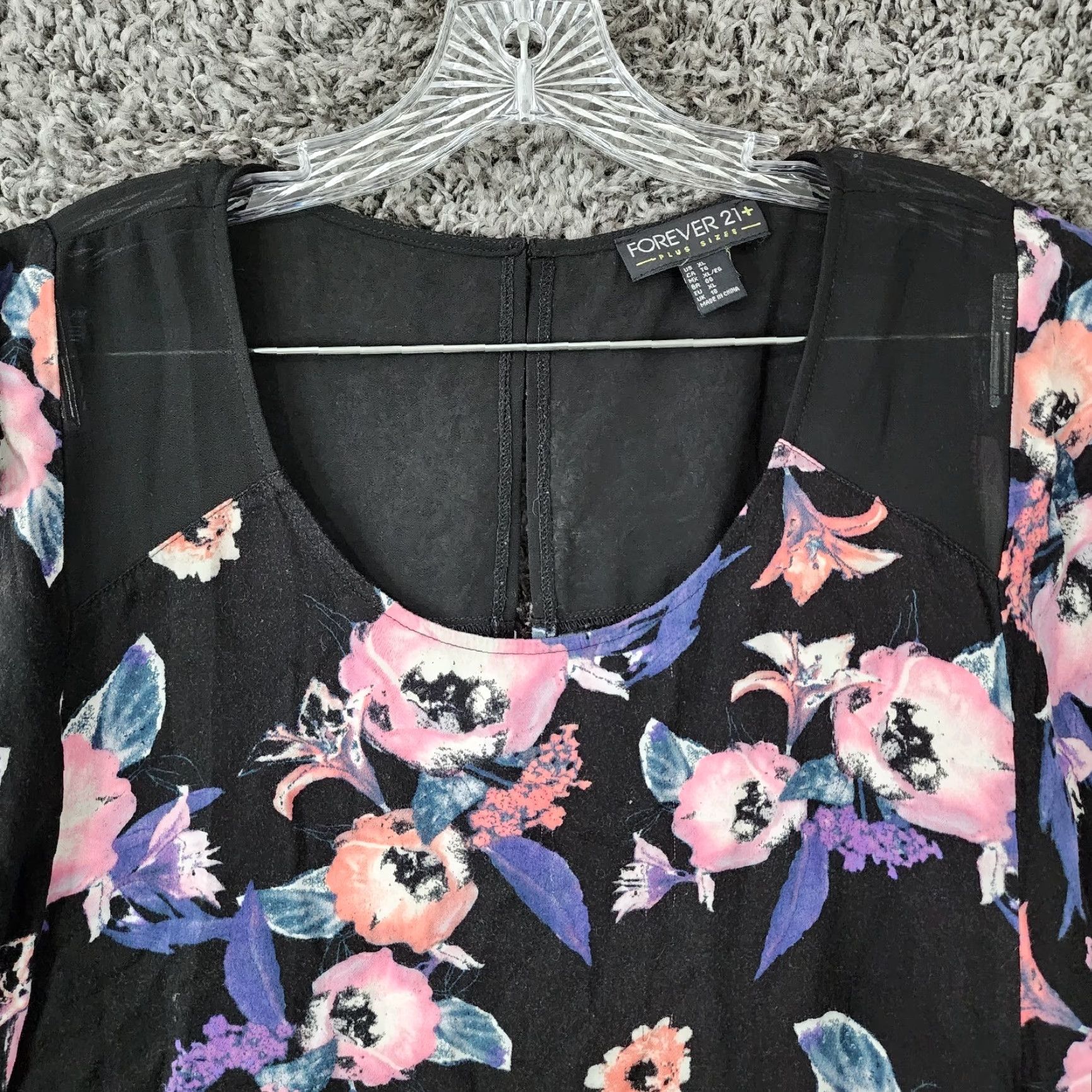 Forever 21 Forever 21+ Blouse Sleeveless Floral Black XL Women Size XL / US 12-14 / IT 48-50 - 3 Thumbnail