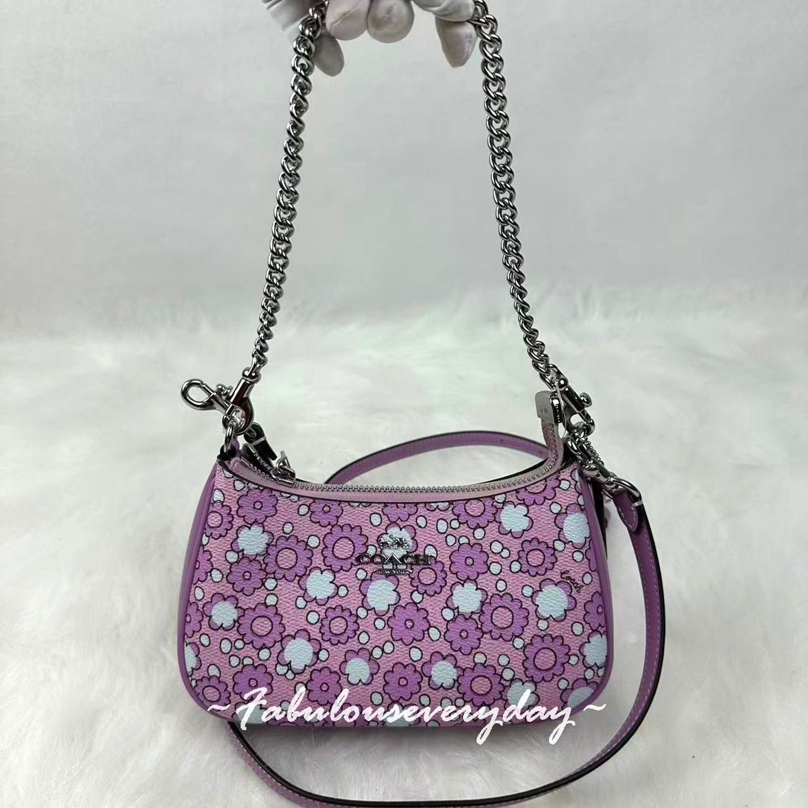 Coach Coach Teri Mini Crossbody Bag Floral Print Canvas/Im/Lilac Size ONE SIZE - 1 Thumbnail