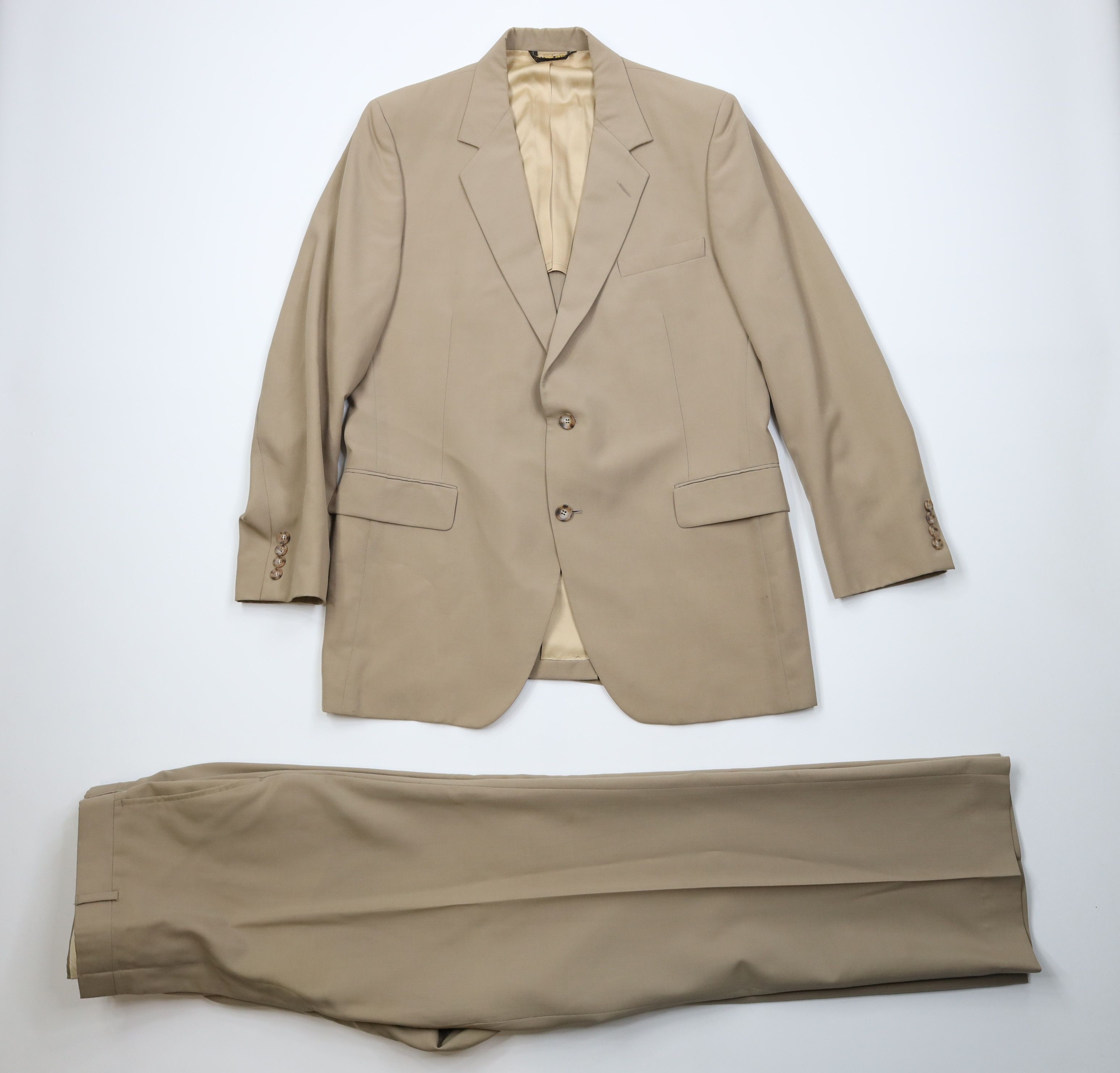 Vintage Vintage 70s Streetwear 2 Piece Wool Suit Wedding Beige Size 42L - 25 Thumbnail