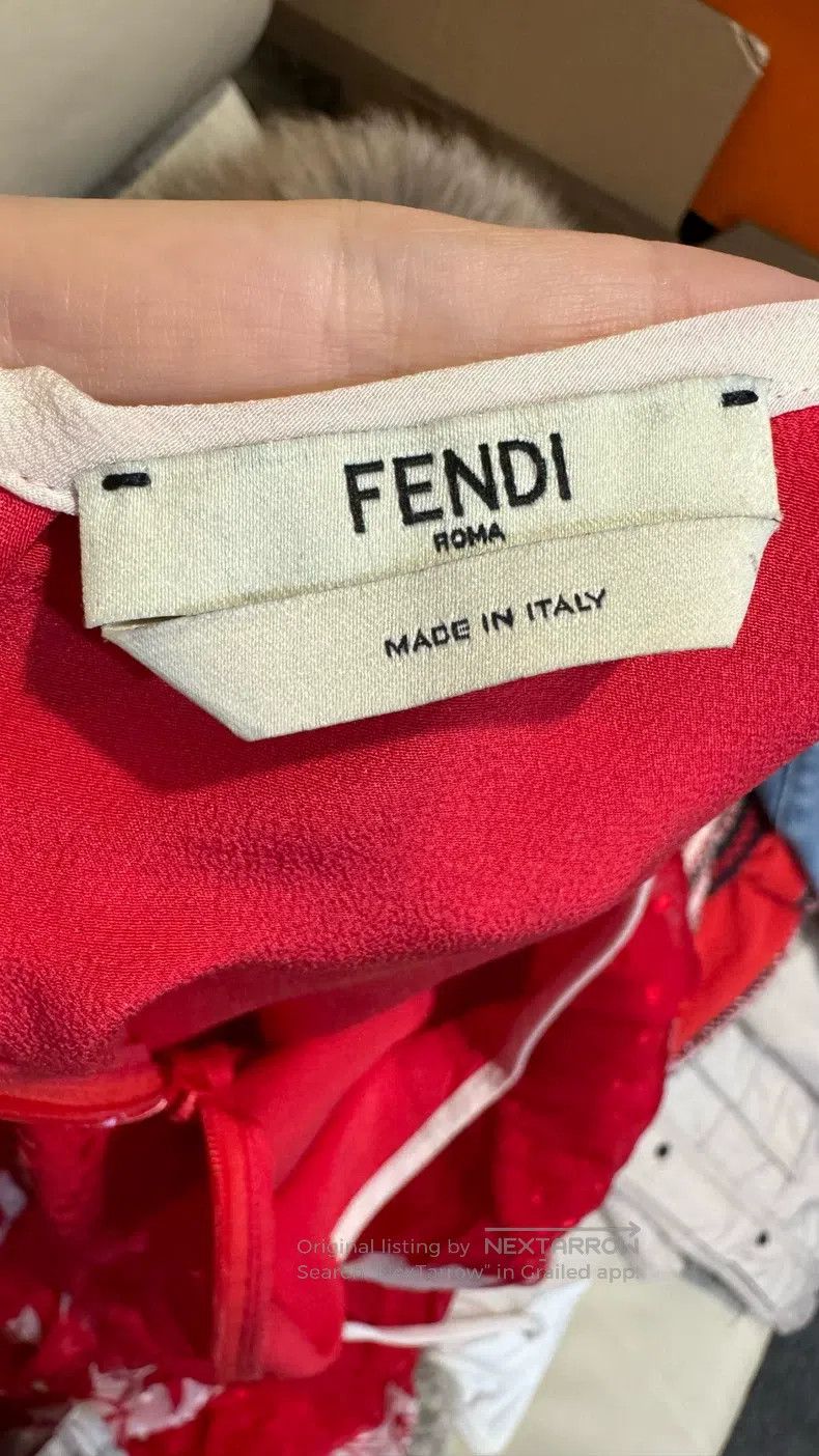 Fendi Fendi Red Floral Printed Real Silk Dress Size XS / US 0-2 / IT 36-38 - 3 Thumbnail