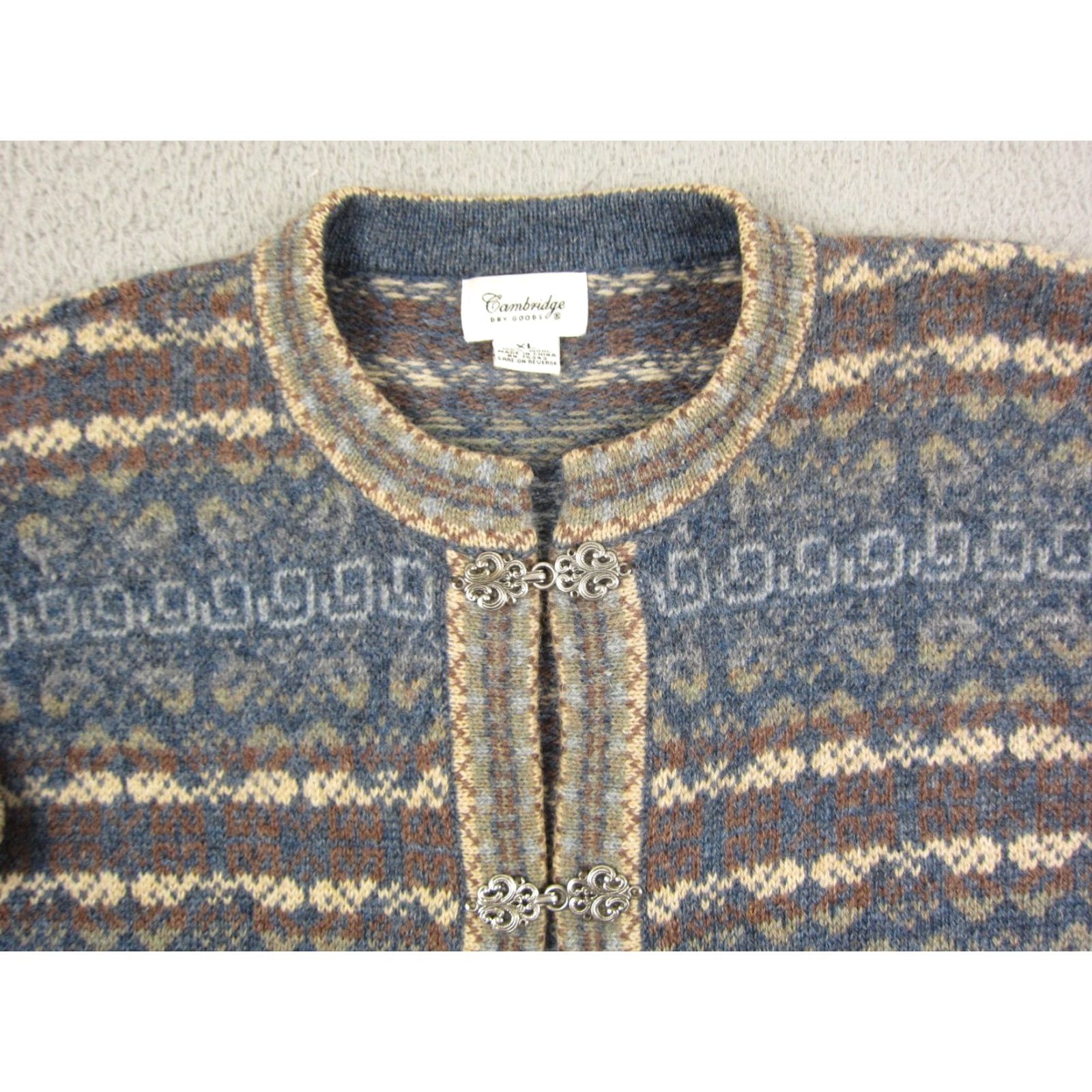 Vintage VINTAGE Cambridge Cardigan Womens XL Blue Wool Knit Cardigan Crew Neck Long Sleeve Size XL / US 12-14 / IT 48-50 - 2 Thumbnail