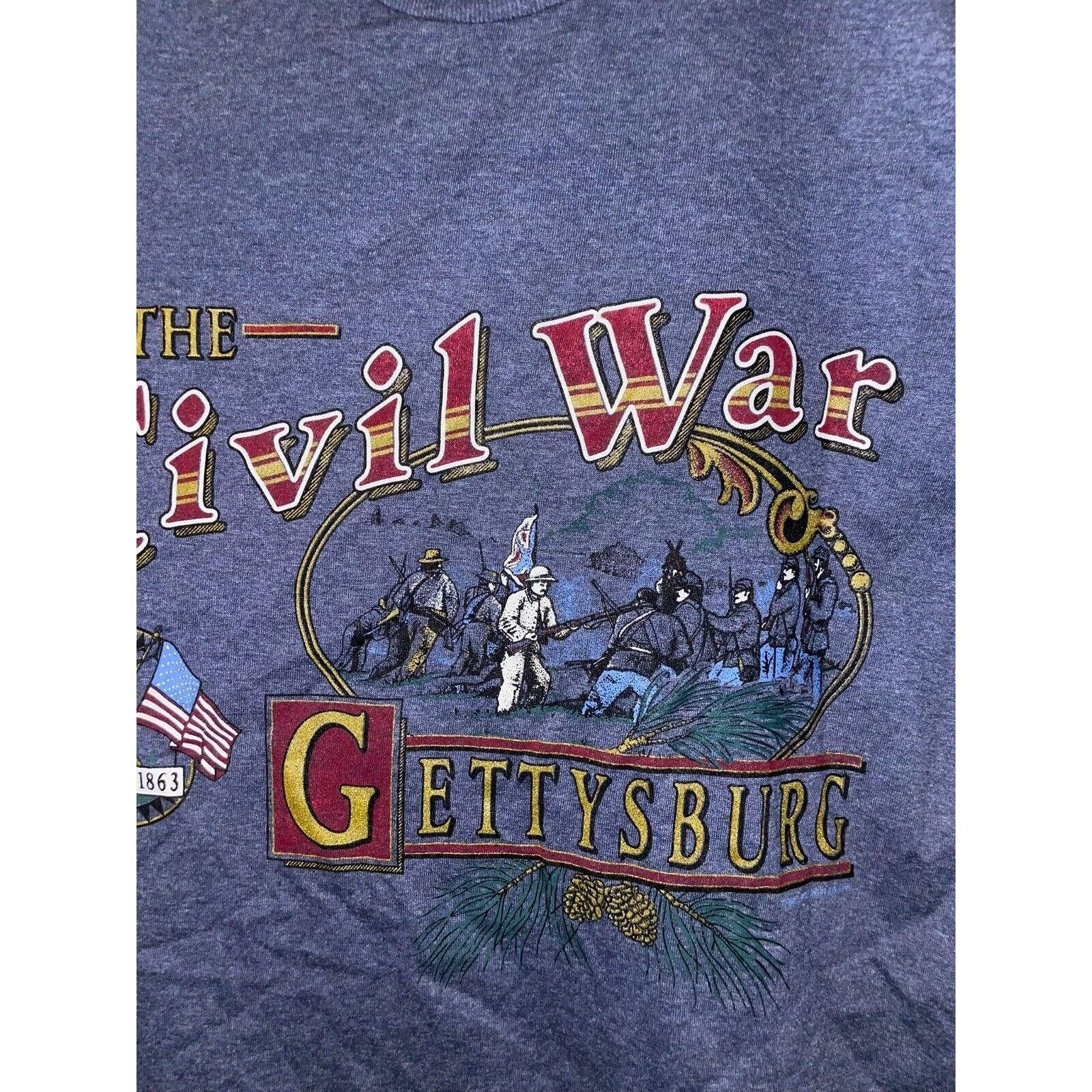 Jerzees Vintage The Civil War Shirt Gettysburg Blue Tee 90s VTG L Size US L / EU 52-54 / 3 - 6 Thumbnail
