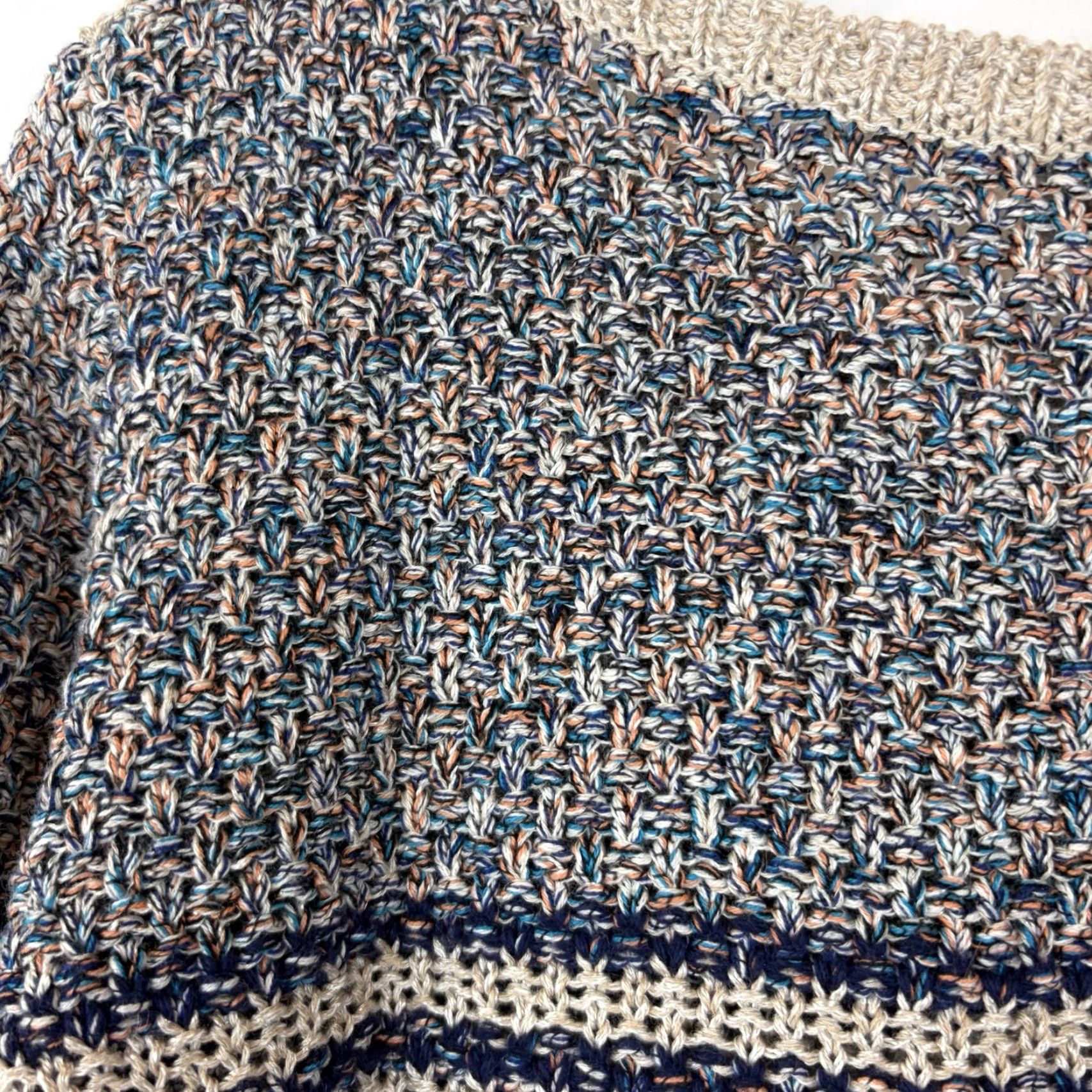 Coldwater Creek Coldwater Creek Sweater Women XL Blue Knit 3/4 Sleeve Open Knit Striped Boatneck Casual Pullover Size XL / US 12-14 / IT 48-50 - 6 Thumbnail