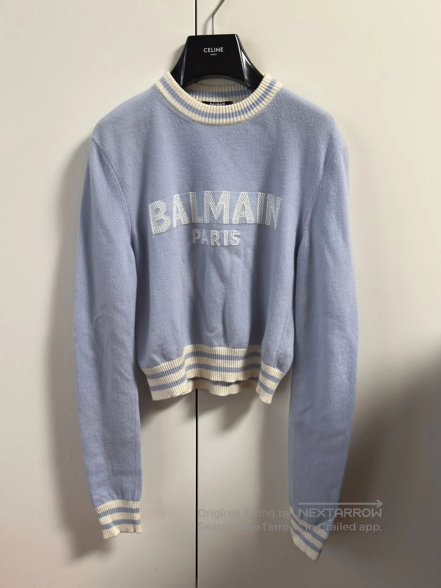 Balmain Balmain Women's Light Blue Logo Sweater. Size XS / US 0-2 / IT 36-38 - 1 Thumbnail