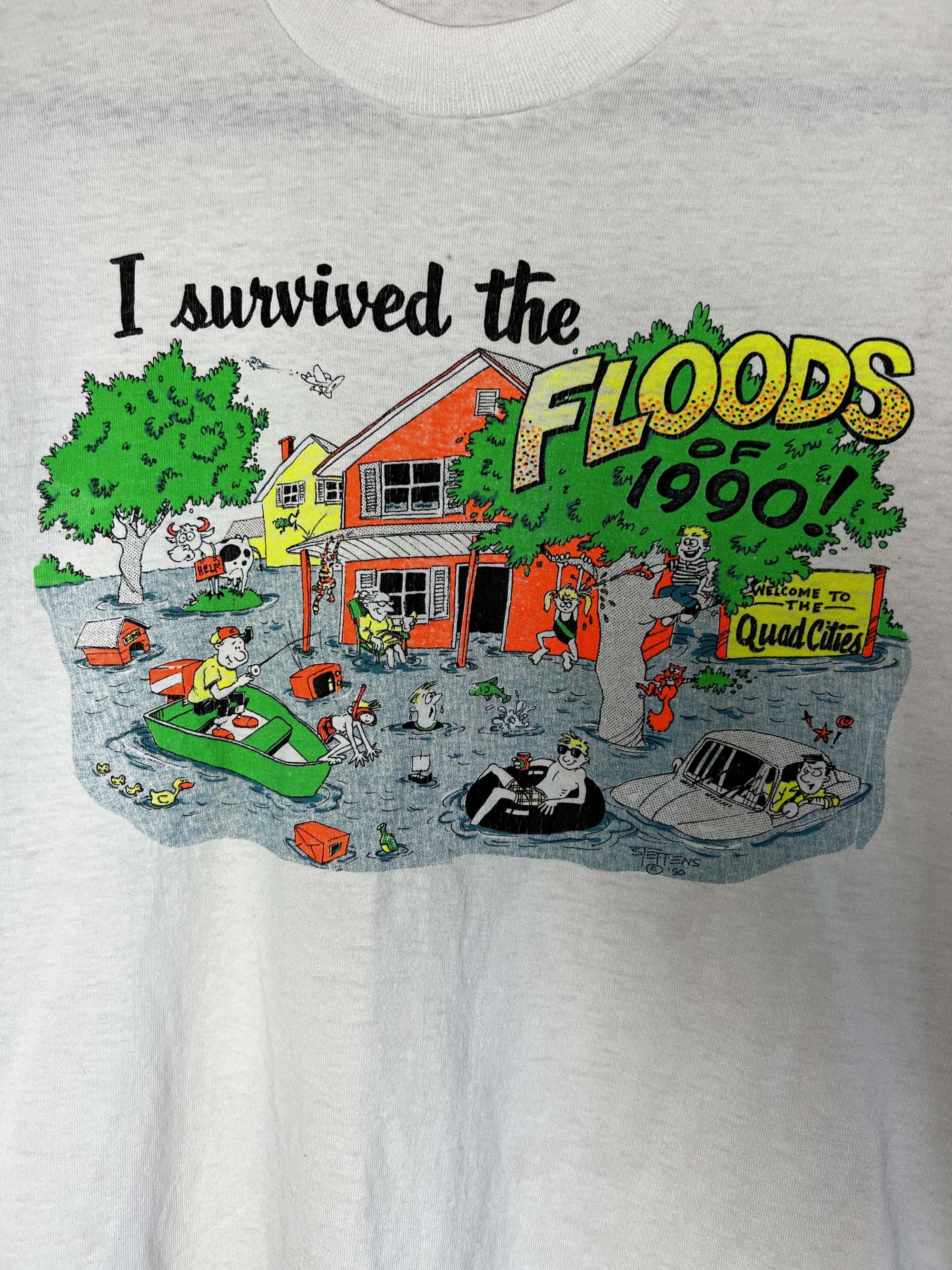 Vintage Vintage Screen Stars "I Survived the Floods of 1990" T-Shirt Size US M / EU 48-50 / 2 - 5 Thumbnail