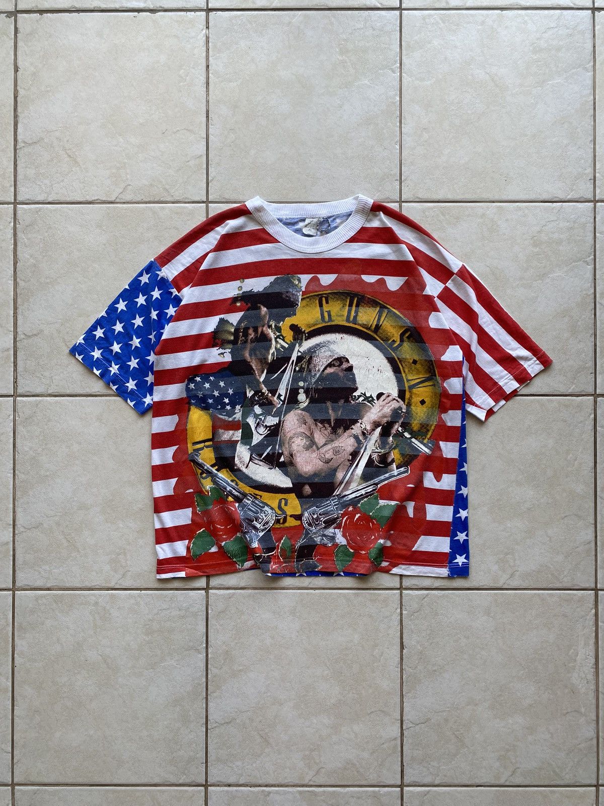 Vintage 90’s Guns N Roses European Boot AOP Tee Boxy Large Size US L / EU 52-54 / 3 - 1 Thumbnail