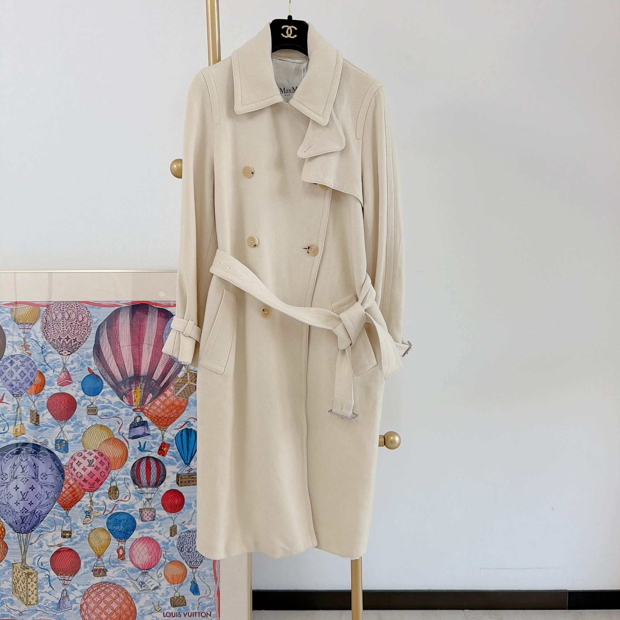 Max Mara Maxmara White Wool Coat F34 Size XS / US 0-2 / IT 36-38 - 1 Thumbnail
