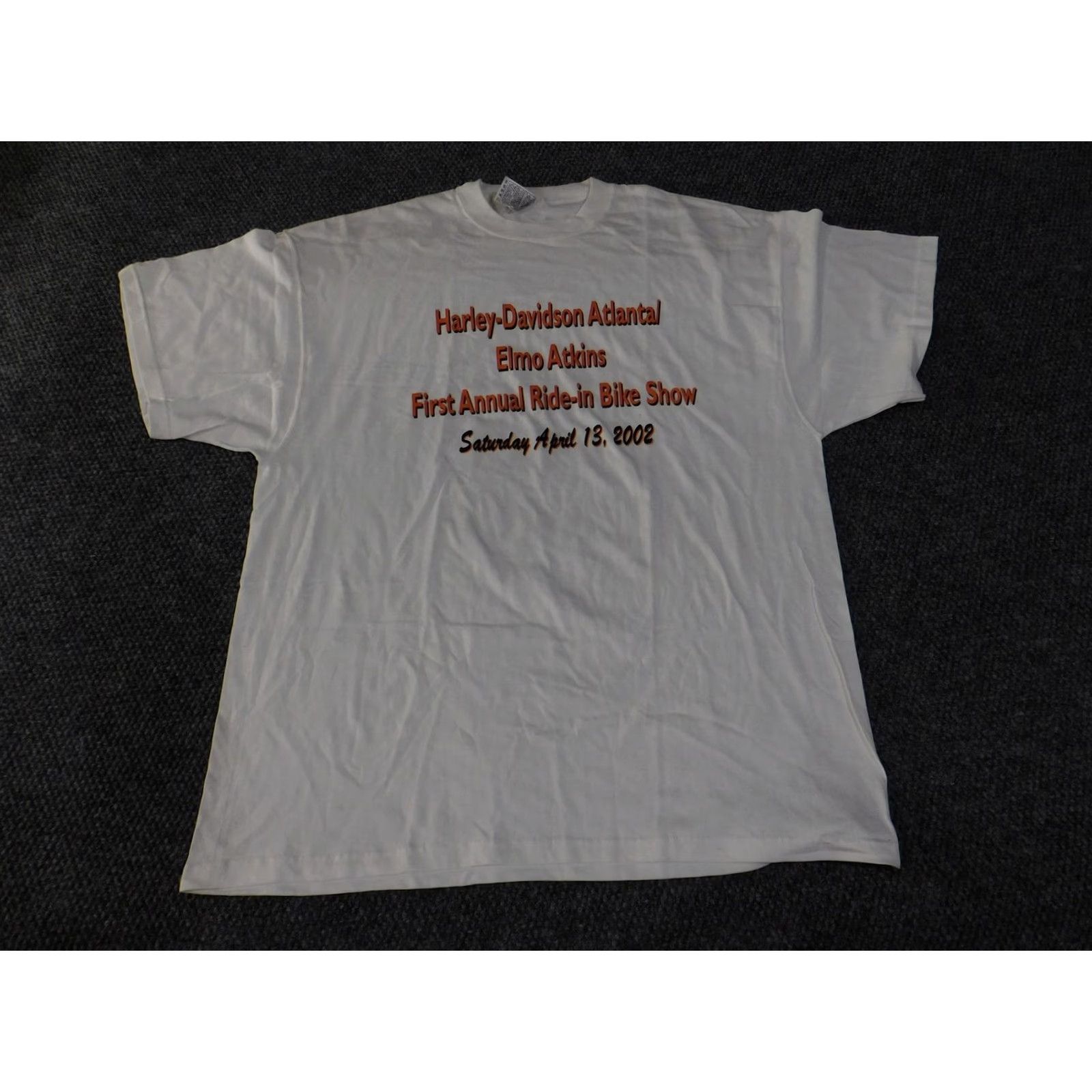 Fruit Of The Loom Vintage Harley-Davidson Atlanta Shirt Mens 2XL White Elmo Atkins Bike Show 2002 Shirt Size US XXL / EU 58 / 5 - 3 Thumbnail