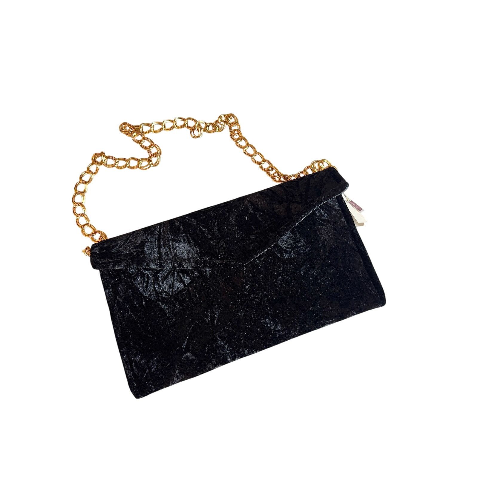 Other Women's NWT Black Velvet / Silk Clutch w/ Gold Plated Strap Size ONE SIZE - 1 Thumbnail