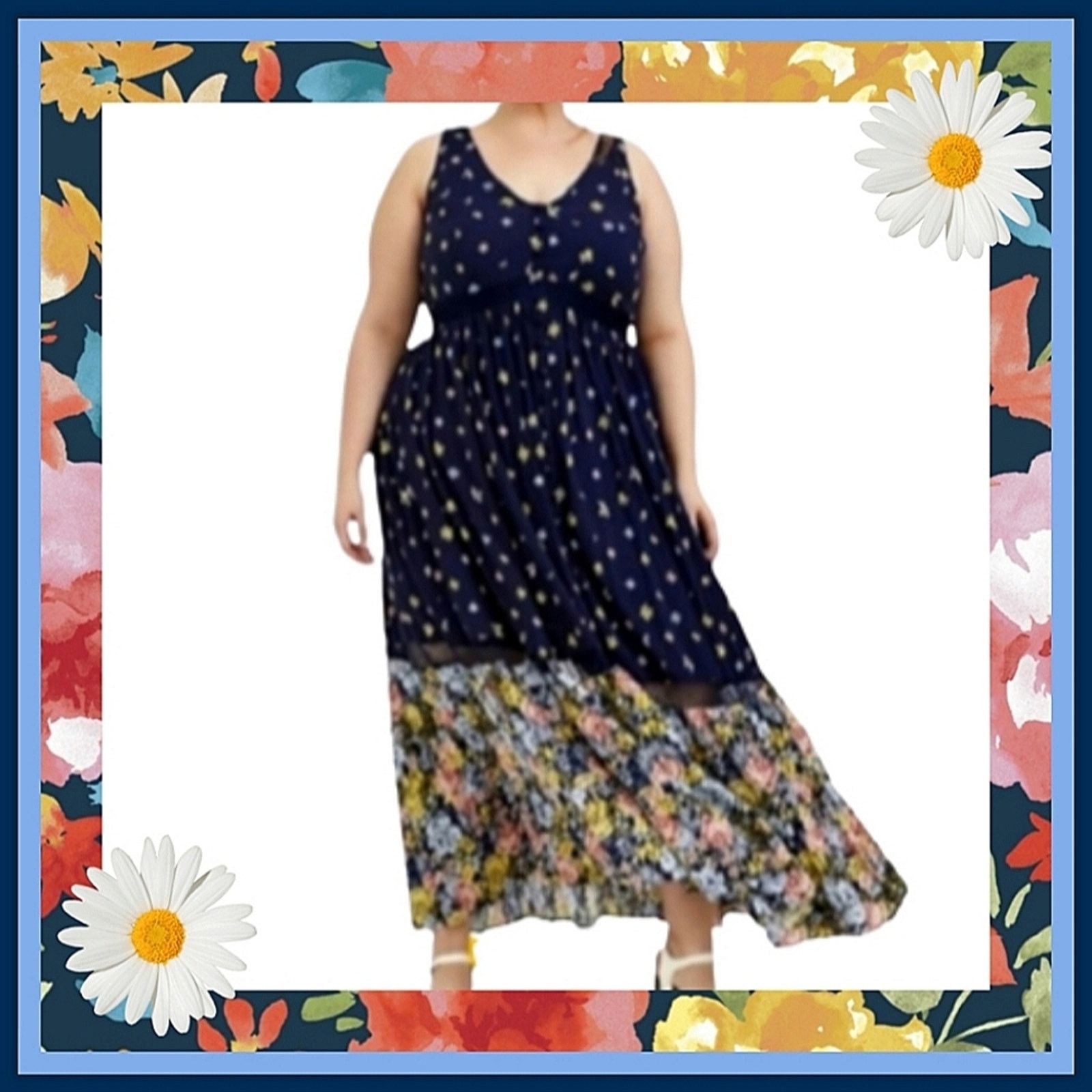 Torrid TORRID ☆ NAVY ☆ MULTI FLORAL ☆ FLOUNCE MAXI DRESS ☆ 3x ☆ NWT Size 3XL / US 20-22 - 1 Thumbnail