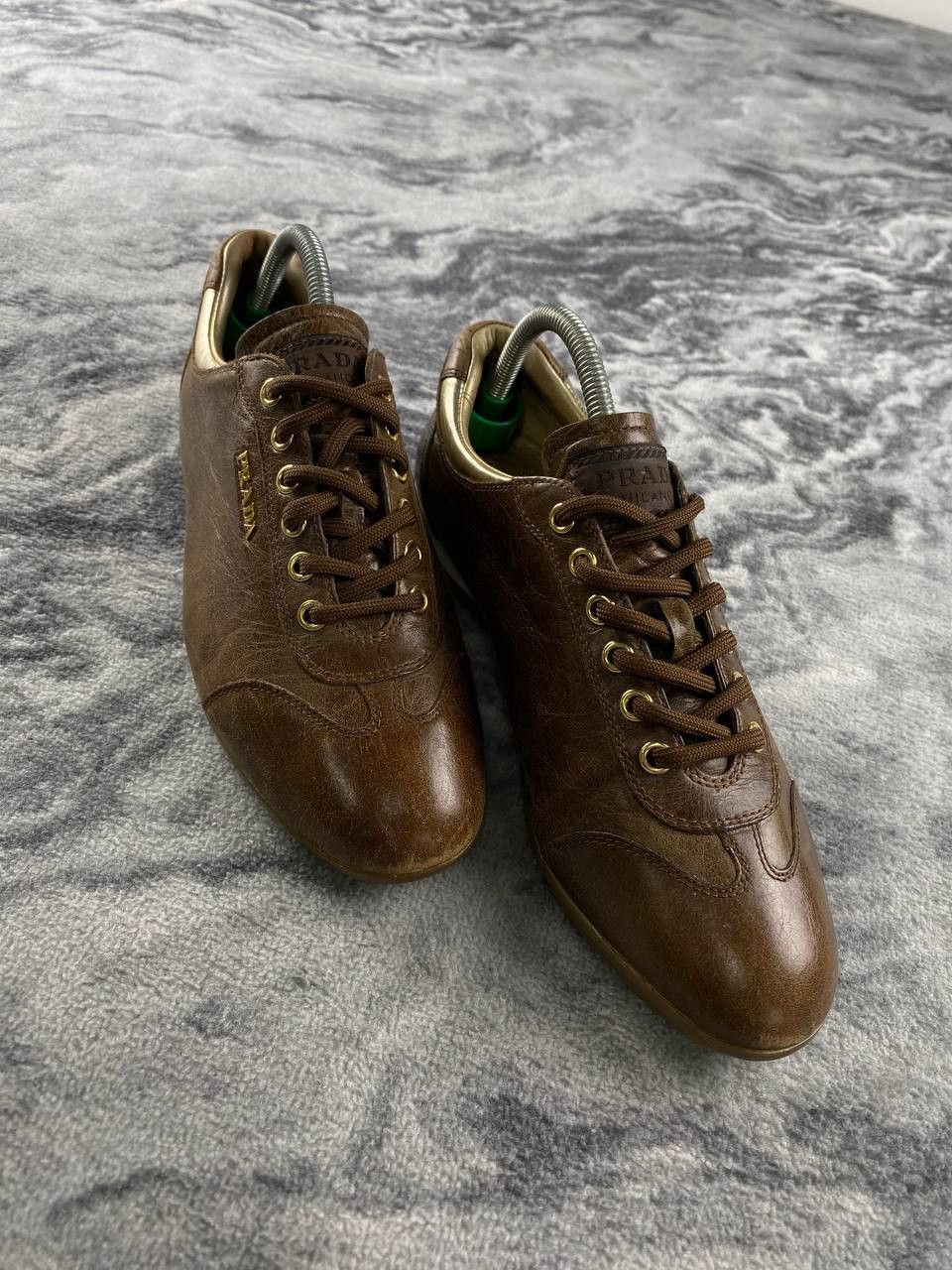 Prada Vintage Prada Leather Trainers Sneakers Women Size 36 Brown Size US 6 / IT 36 - 6 Thumbnail