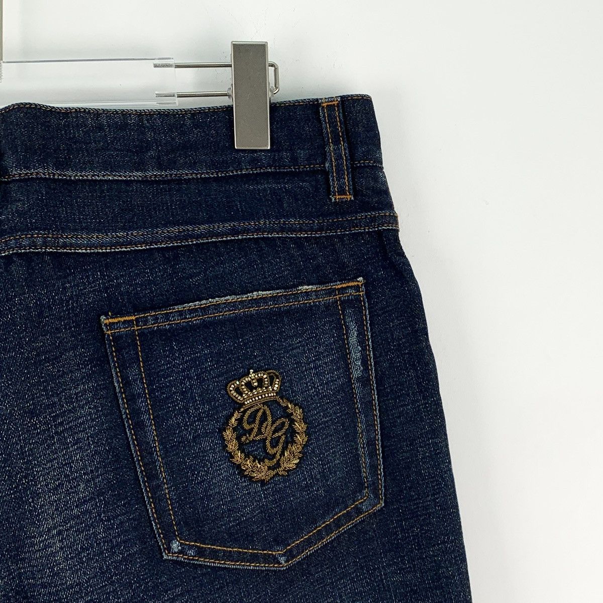 Dolce & Gabbana Dolce Gabbana Dark Blue Crown Beaded Denim Pants K26WX Size US 36 / EU 52 - 5 Thumbnail