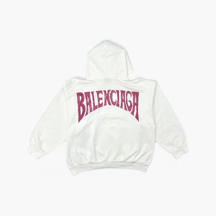 Balenciaga Balenciaga White Hooded Sweatshirt with Logo Print 0079-250 Size US XS / EU 42 / 0 - 3 Thumbnail