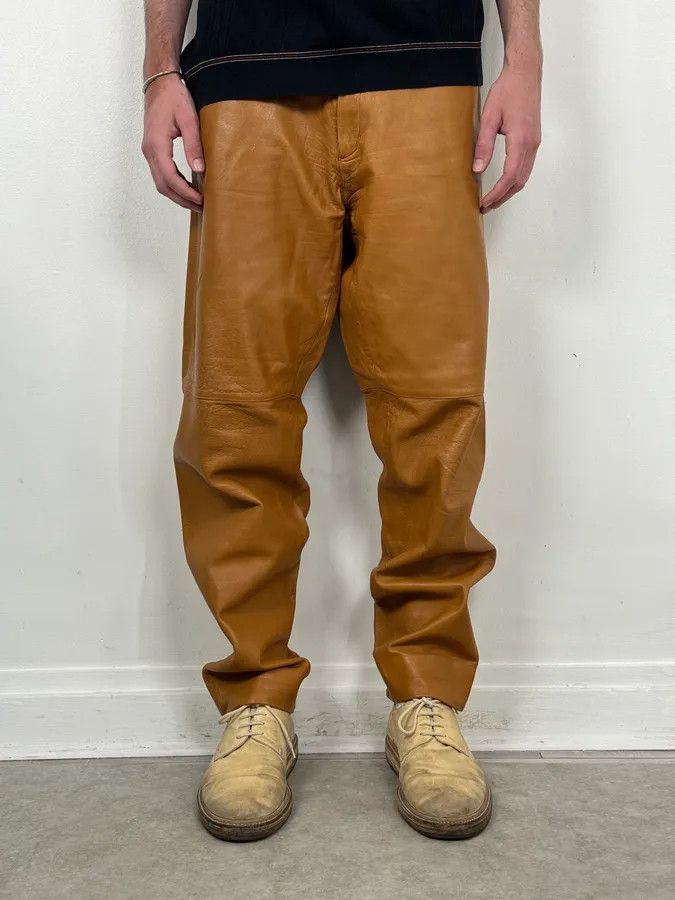 Vintage 1980s Gianni Versace Cognac Leather Pants Size US 32 / EU 48 - 1 Thumbnail