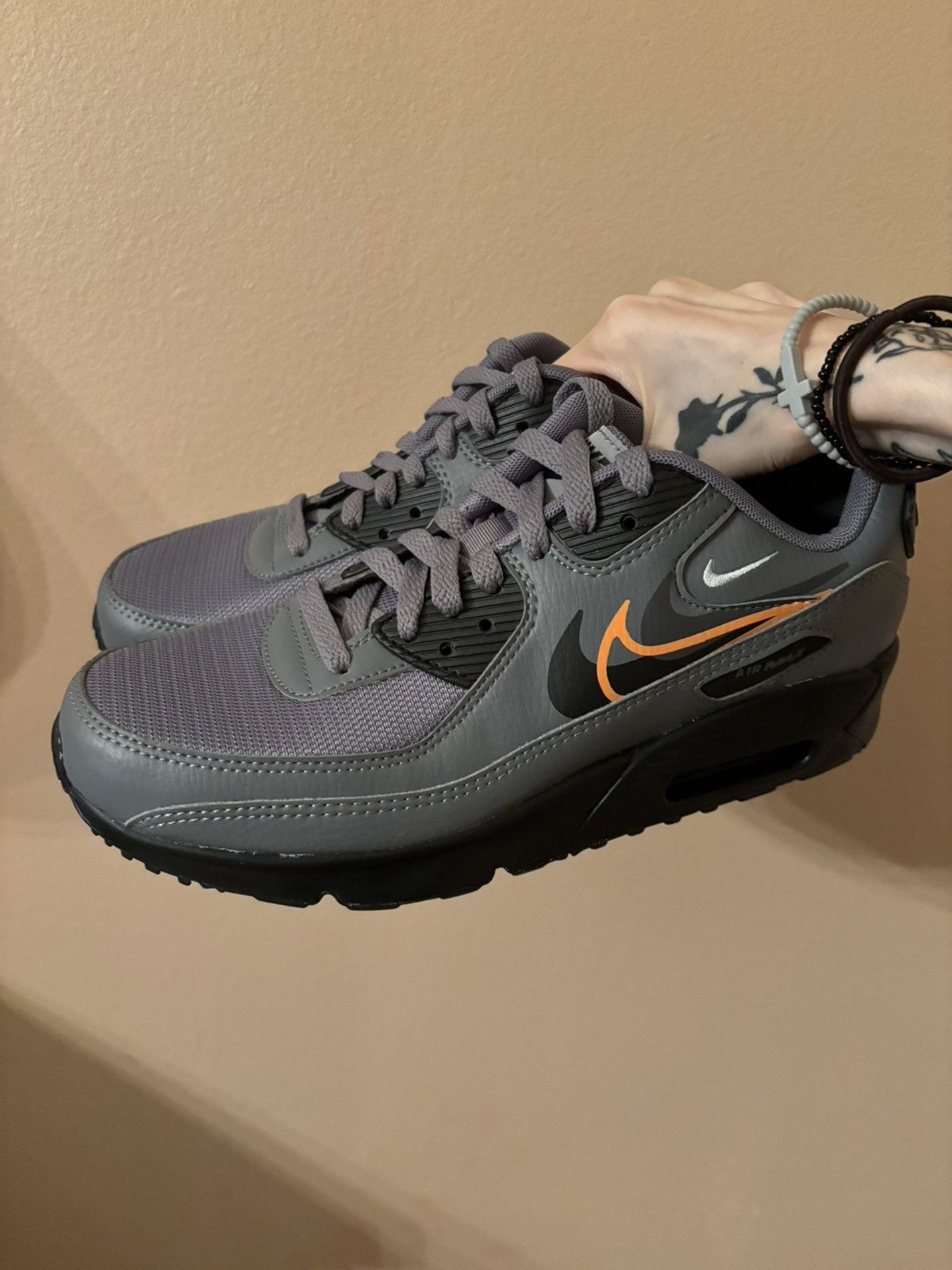 Nike × Vintage Air Max 90 Next Nature GS Multi-Swoosh - Smoke Grey Mandarin Size US 7 / EU 40 - 6 Thumbnail
