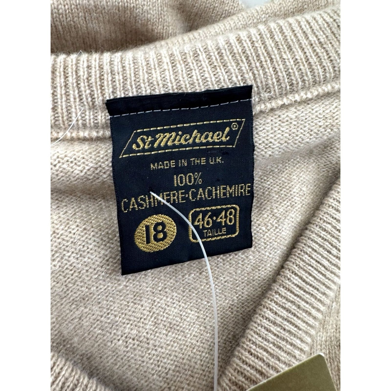 Vintage St. Michael - Cashmere Vintage Sweater M V-Neck Pullover Mens 46 48 Light Brown Tan Wool Knitted Pullover Cashmere 90s J16 Size US M / EU 48-50 / 2 - 5 Thumbnail
