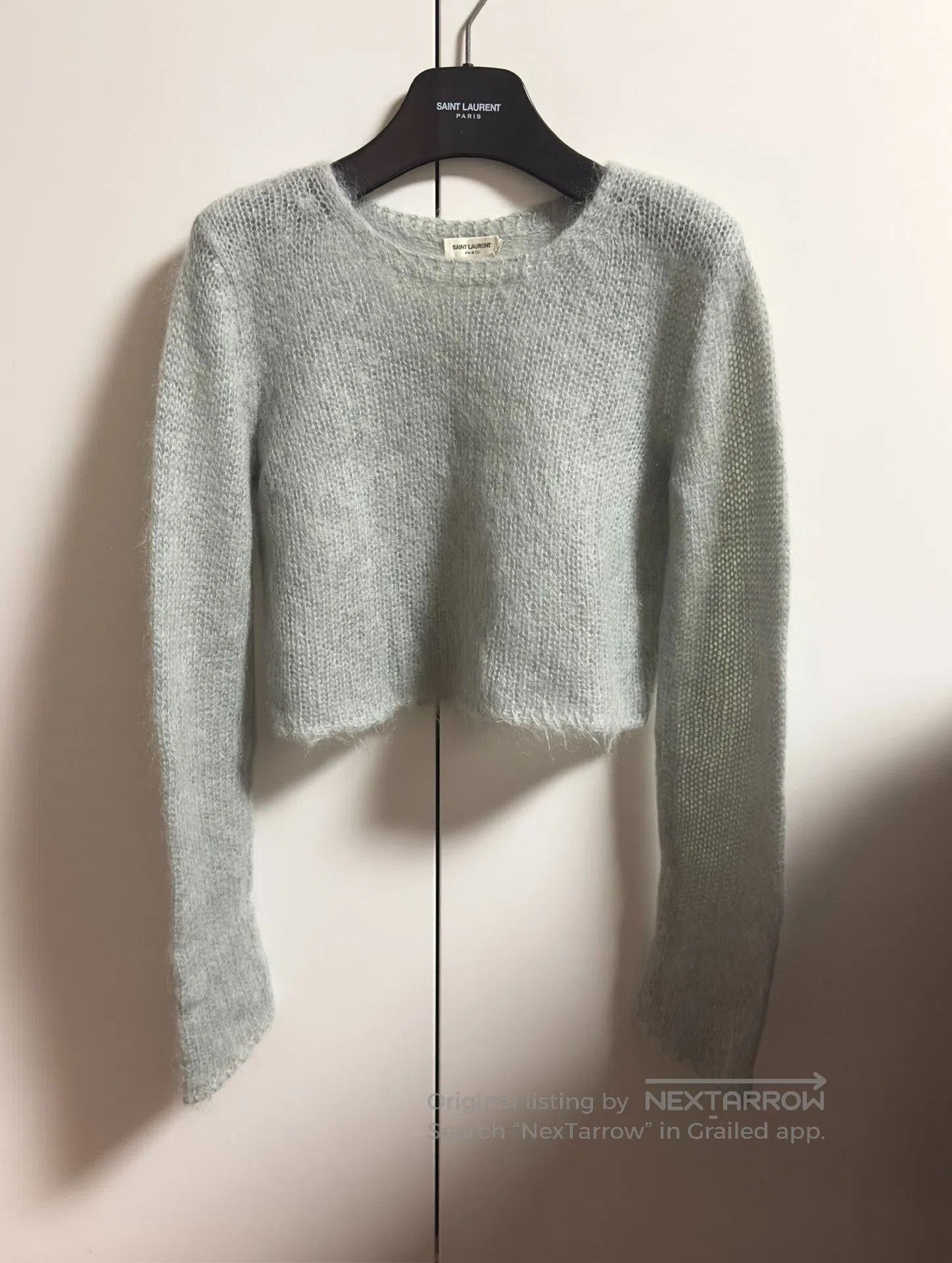 Saint Laurent Paris Saint Laurent Light Blue Cropped Mohair Sweater XS. Size XS / US 0-2 / IT 36-38 - 1 Thumbnail