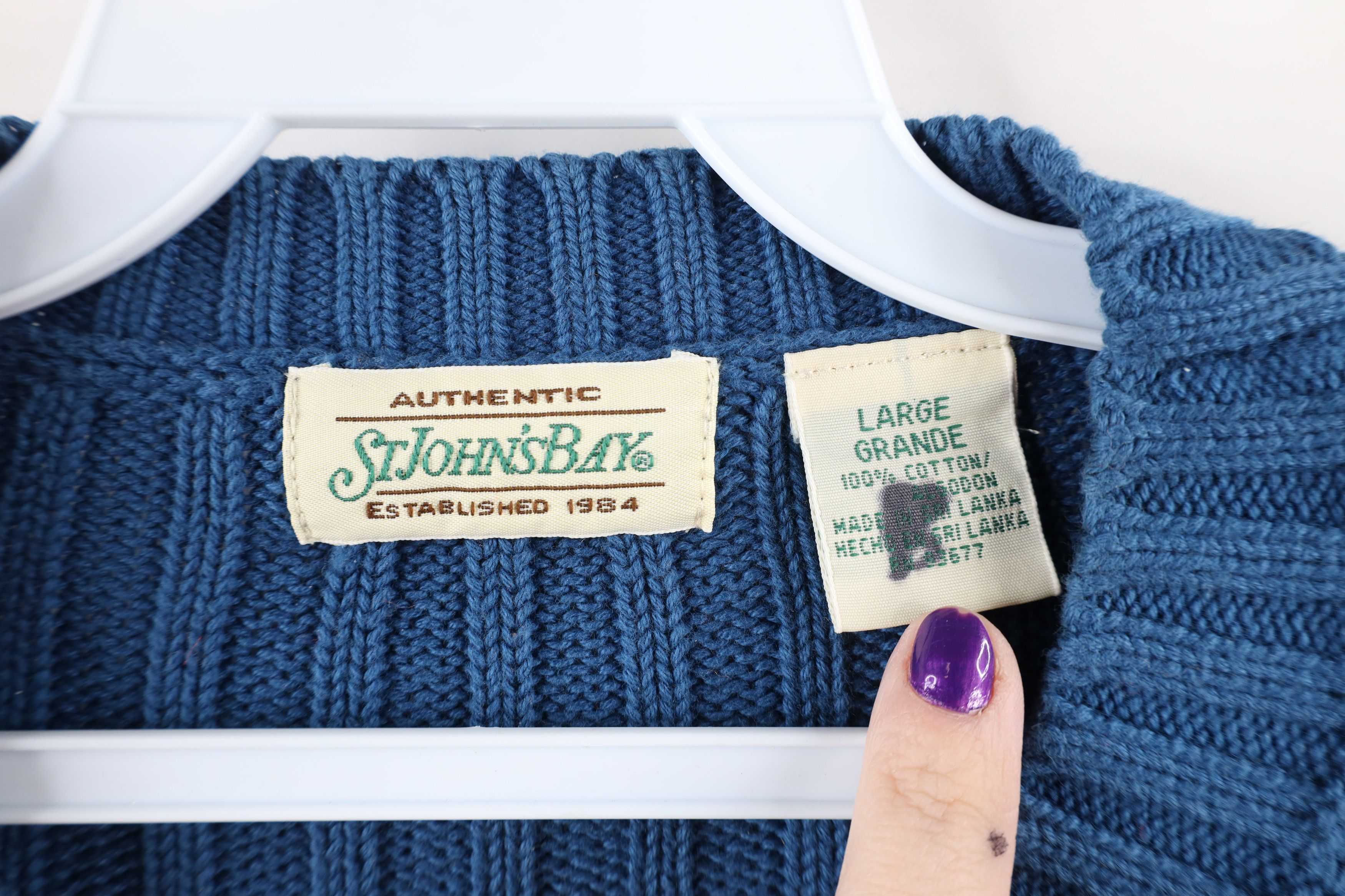 Vintage Vintage 90s Streetwear Ribbed Knit Crewneck Sweater Blue Size US L / EU 52-54 / 3 - 4 Thumbnail