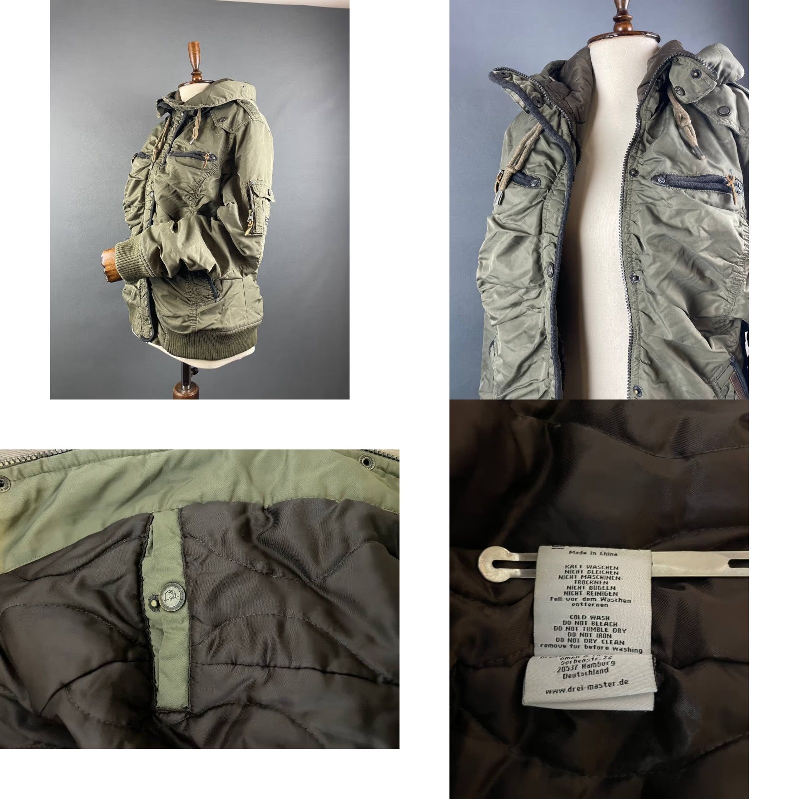 Olive Dreimaster Mens Jacket XL Olive Green Nylon Long Sleeve Zip Pocket Business Casual Travel Size US XL / EU 56 / 4 - 10 Thumbnail