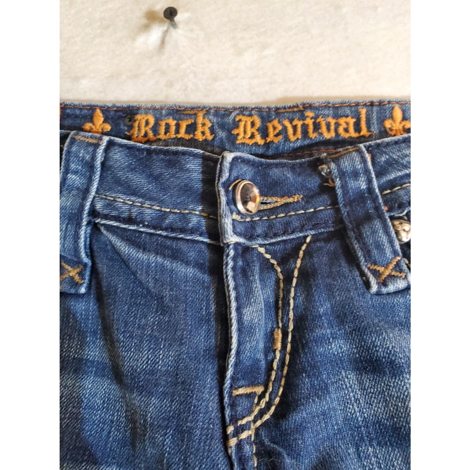 Vintage VINTAGE Rock Revival Jeans Sora Bootcut Embroidered Rhinestone Denim Women's Size 26x33 Blue Cotton Denim Jeans Ladies Regular 26 in inseam 33 in Size 26" / US 2 / IT 38 - 3 Thumbnail