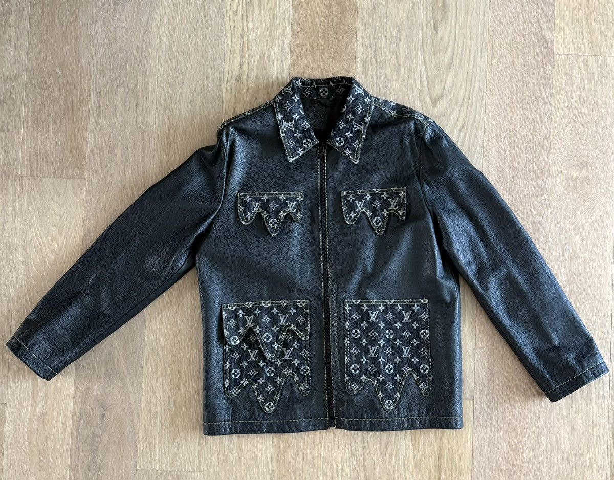 Louis Vuitton × Nigo Louis Vuitton Leather Jacket Denim Patchwork - NIGO Size US XL / EU 56 / 4 - 2 Thumbnail