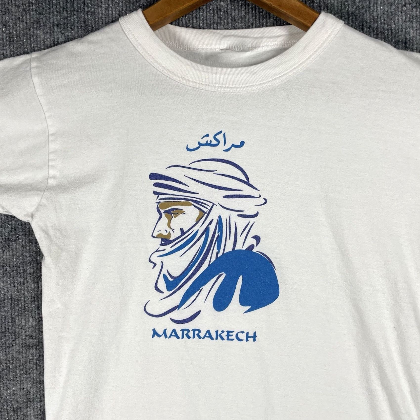 Vintage VINTAGE Marrakech T-Shirt XS Unisex Adults White 70s Morocco Souvenir Arab Arabic Crew Neck Short Sleeve Cotton Size US XS / EU 42 / 0 - 2 Thumbnail