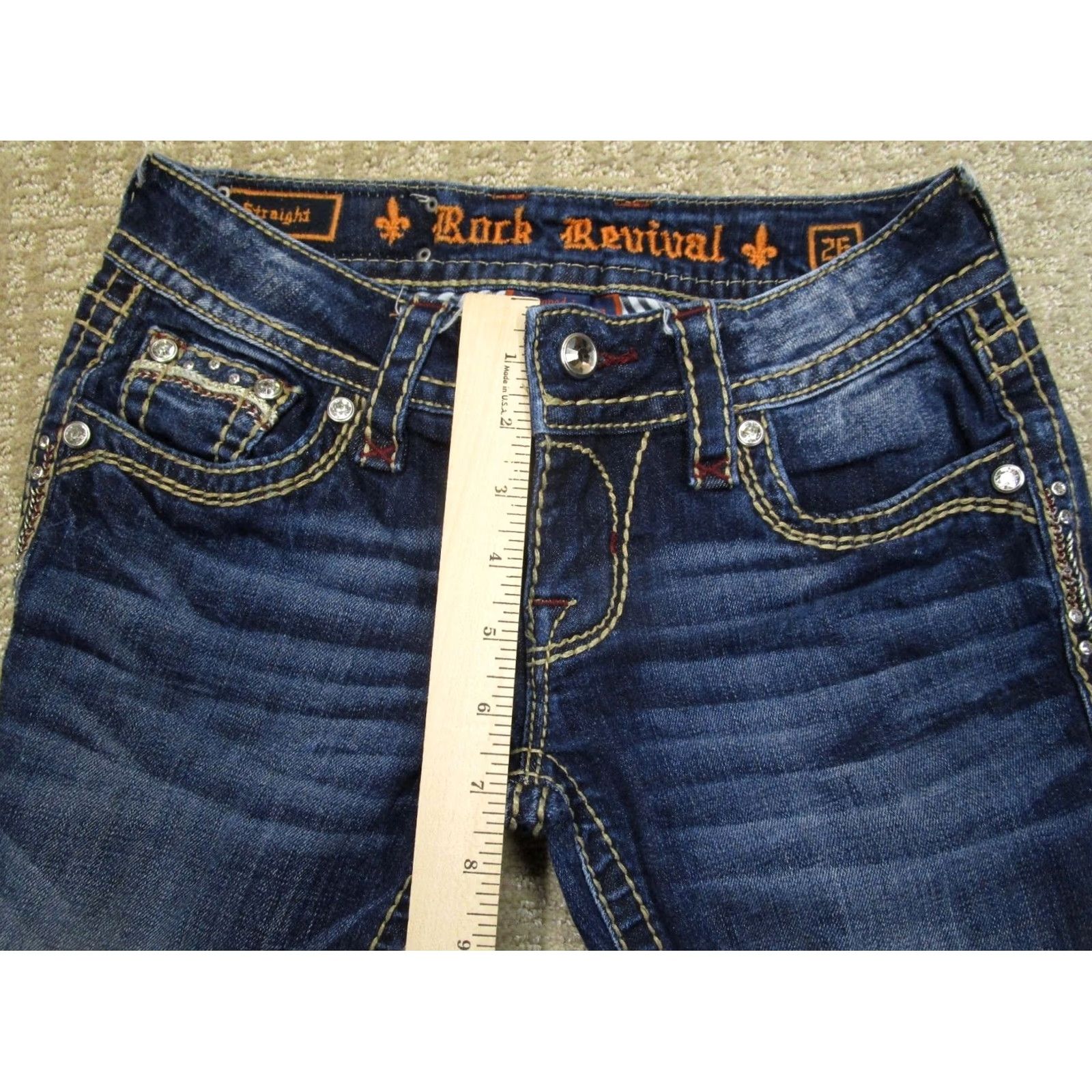 Vintage Rock Revival Jeans Women 26 Blue Low Rise Slim Bootcut Denim Jeans Size 26" / US 2 / IT 38 - 6 Thumbnail