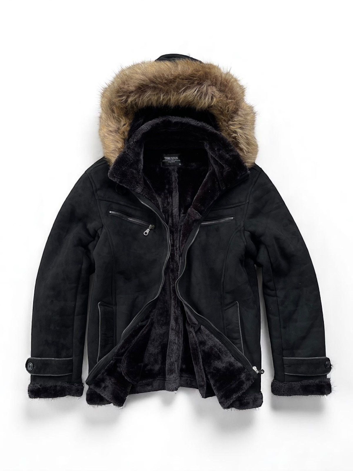 If Six Was Nine × Japanese Brand × Yasuyuki Ishii 🔥RARE🔥 THRUXTON MEN'S MOLESKIN FAUX FUR HOOD RAIDER JACKET Size US M / EU 48-50 / 2 - 3 Thumbnail