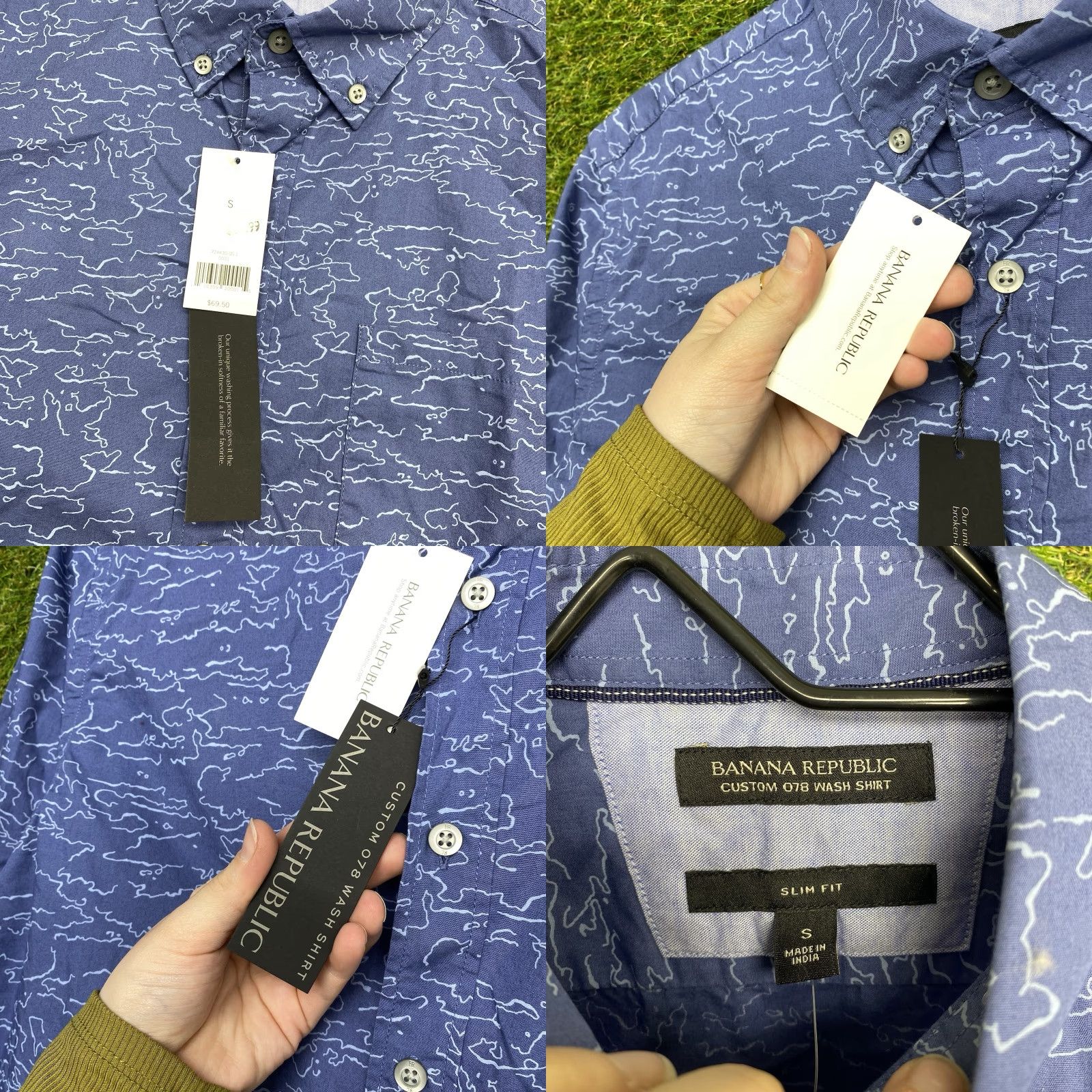 Banana Republic Banana Republic Button-Up Mens Small Blue Button-Up Shirt Casual, Formal, Travel Slim Fit Cotton Plaid Long Sleeve Collared Men's Shirt Size US S / EU 44-46 / 1 - 8 Thumbnail