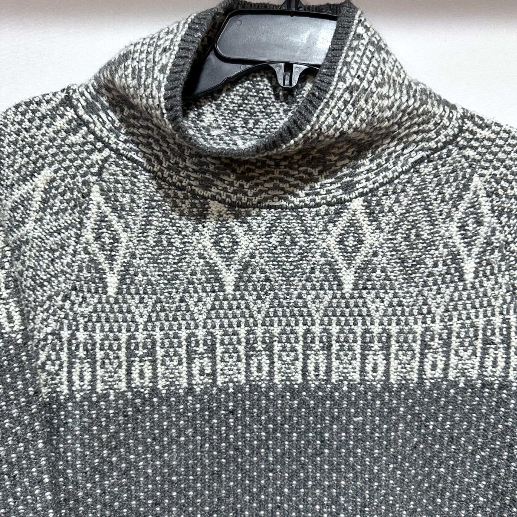 Vintage Woolrich Sweater Women S Gray Fair Isle Pullover Knit Wool Acrylic Nylon Turtleneck Cowl Neck Long Sleeve Wool Blend Pullover Sweater Size S / US 4 / IT 40 - 2 Thumbnail