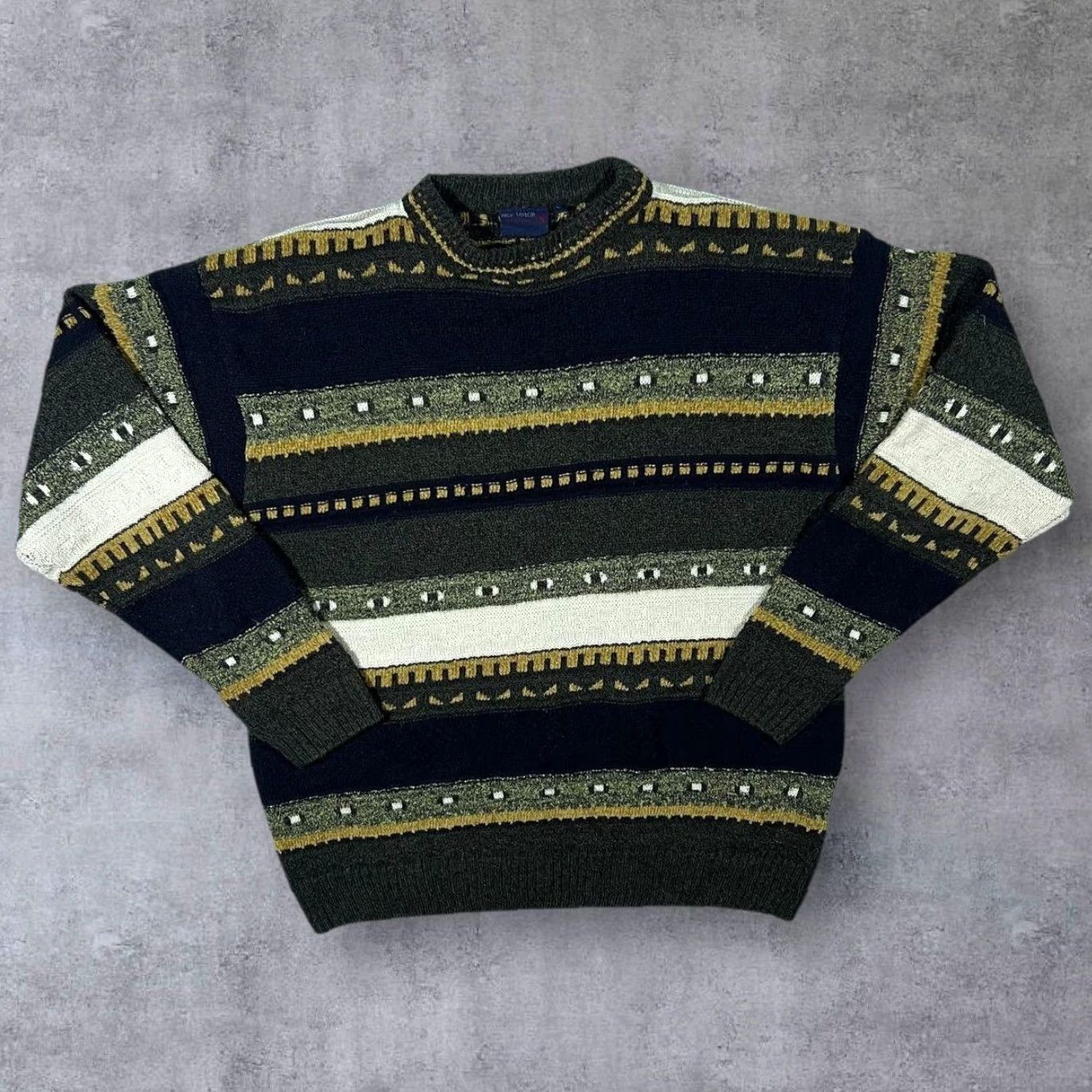 Vintage VINTAGE Nick Taylor Jumper Striped Knit Acrylic Wool Patterned Medium Men PullOver Regular Pullover Casual Size US M / EU 48-50 / 2 - 2 Thumbnail