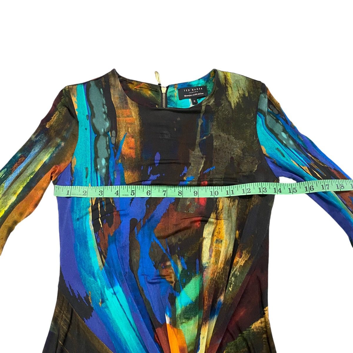 Designer × Ted Baker Ted Baker Draped Multicolor Stretch Dress Size XS / US 0-2 / IT 36-38 - 17 Thumbnail