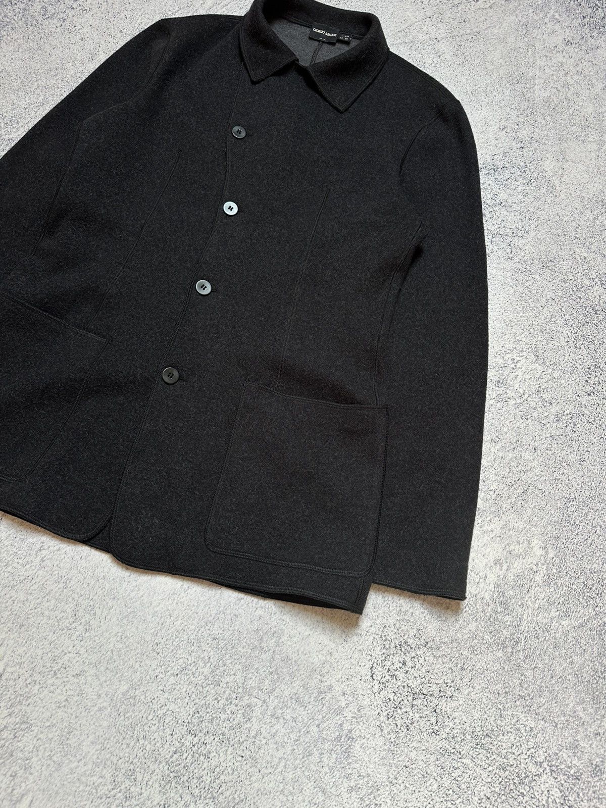 Comme des Garcons Giorgio Armani Unstructured Wool Jacket Asymmetric Military Size 42R - 5 Thumbnail