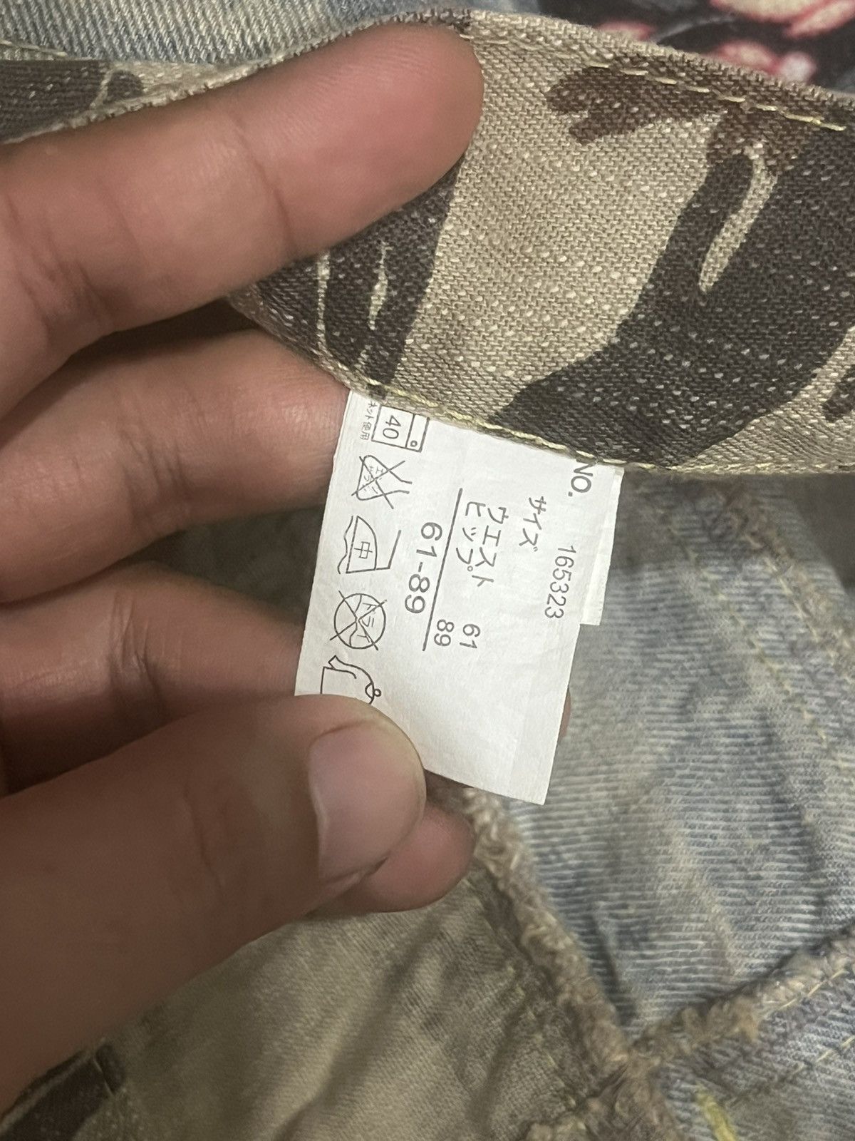 Travis Scott Japanese Brand Sky Bomber Camo Double Waist Distressed Jeans Size US 28 / EU 44 - 15 Thumbnail