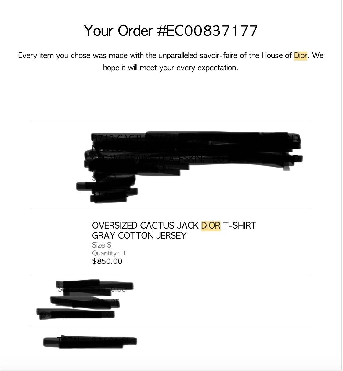 Dior × Travis Scott Oversized Cactus Jack Dior T-Shirt Gray Cotton Jersey Size US S / EU 44-46 / 1 - 3 Thumbnail