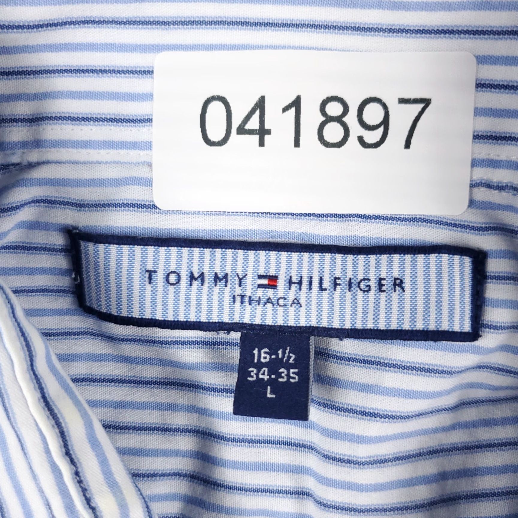 Tommy Hilfiger Tommy Hilfiger Shirt Adult Large Blue Striped Button-Up Long Sleeve Cotton Casual Classic Preppy Mens Size US L / EU 52-54 / 3 - 6 Thumbnail