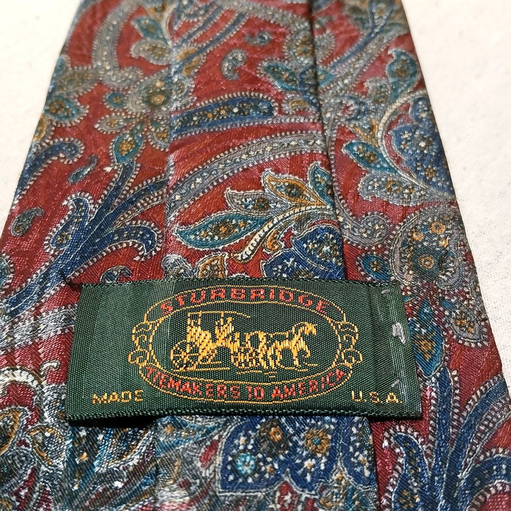 Vintage Sturbridge Tiemakers of America Tie Men Burgundy Floral 100% Synthetic Adjustable Retro Pattern Red Shirt Size ONE SIZE - 4 Thumbnail