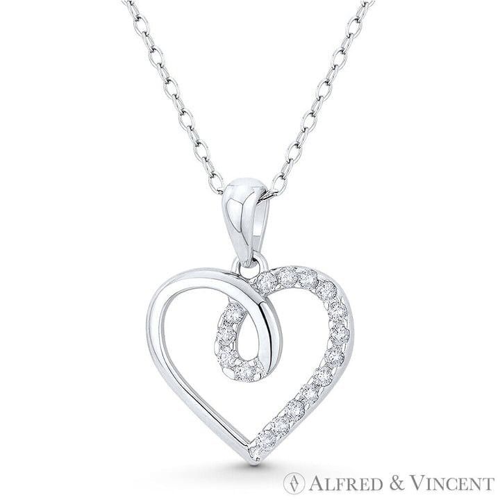 Other Looped Heart Charm CZ Crystal Pendant in 925 Sterling Silver Size ONE SIZE - 1 Preview