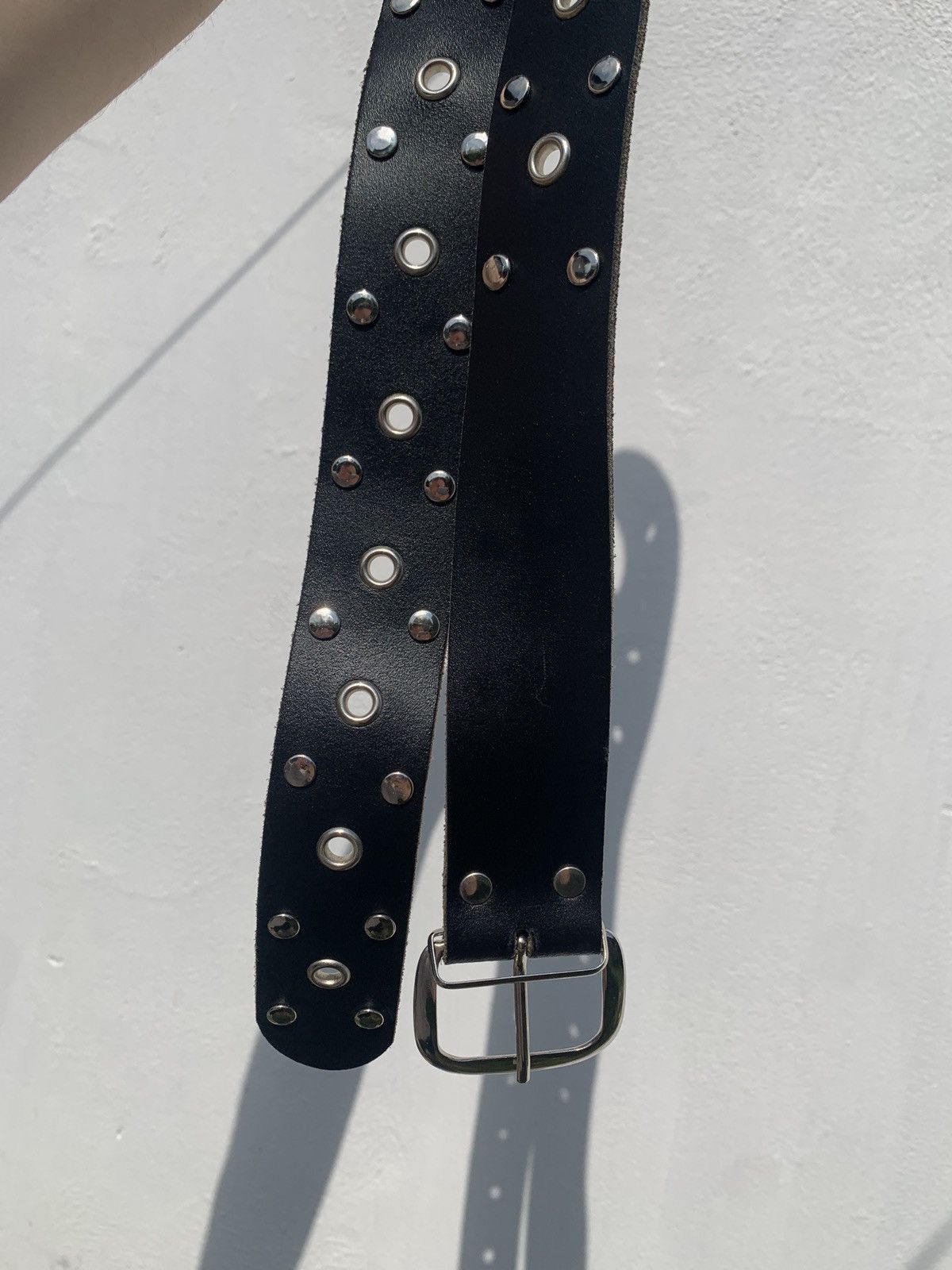 Japanese Brand Vintage 90s Dark Leather Designer Y2K Punk Rhinestones Belt Size ONE SIZE - 6 Thumbnail