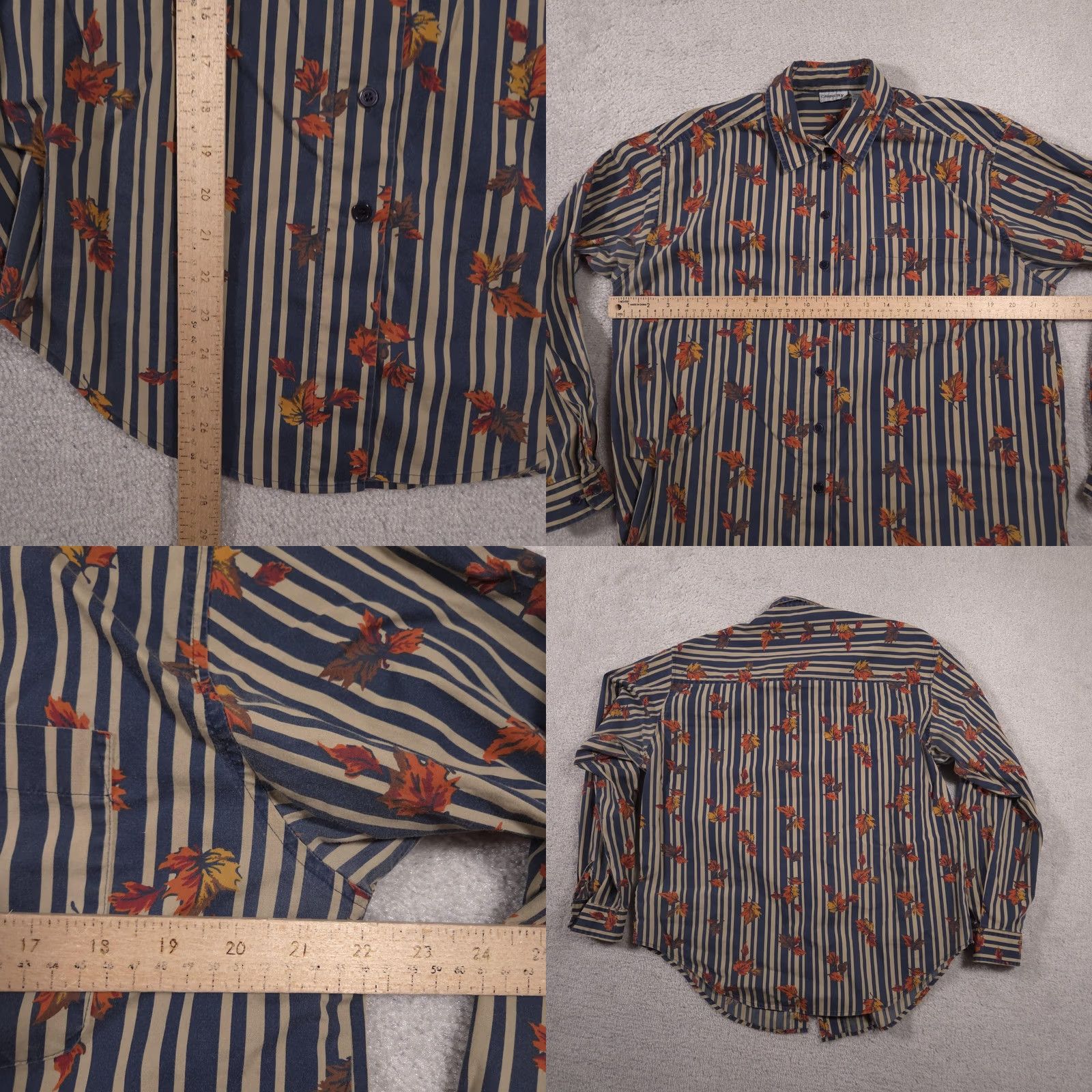 Vintage VINTAGE Cabin Creek Shirt Womens Large Blue Beige Striped Autumn Leaves Button Up Pocket Size L / US 10 / IT 46 - 8 Thumbnail