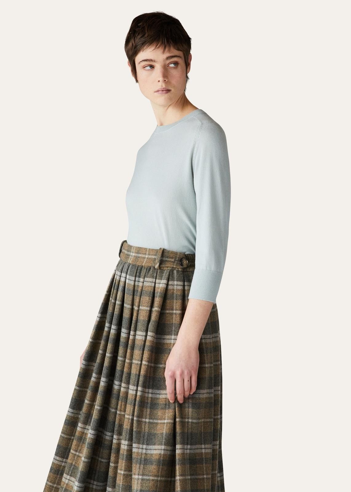 Loro Piana o1srvl11e0824 Piuma Crewneck Sweater in Light Blue Size L / US 10 / IT 46 - 2 Thumbnail