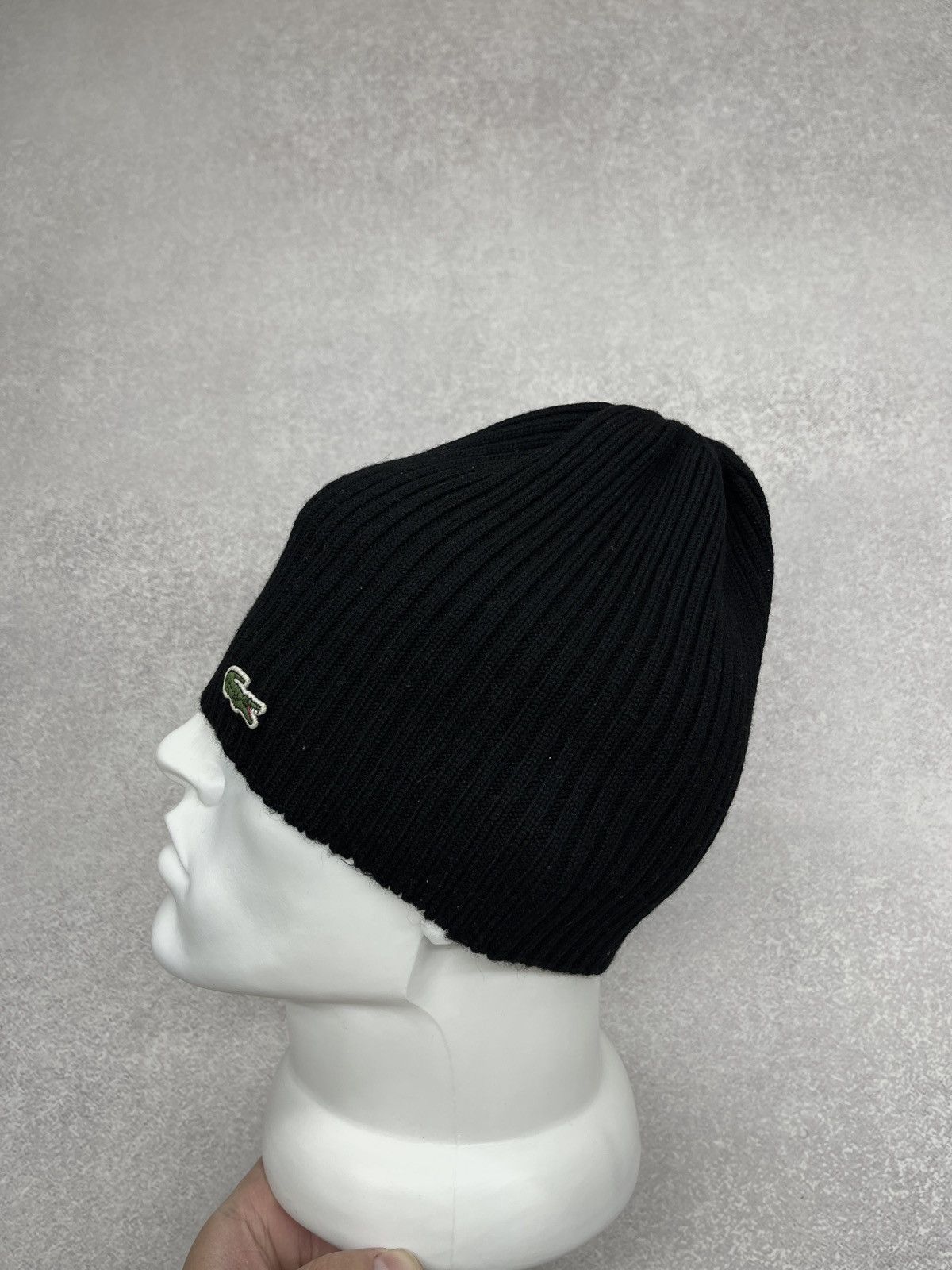 Lacoste Vintage Lacoste Wool Beanie Hat Black Y2K Size ONE SIZE - 4 Thumbnail